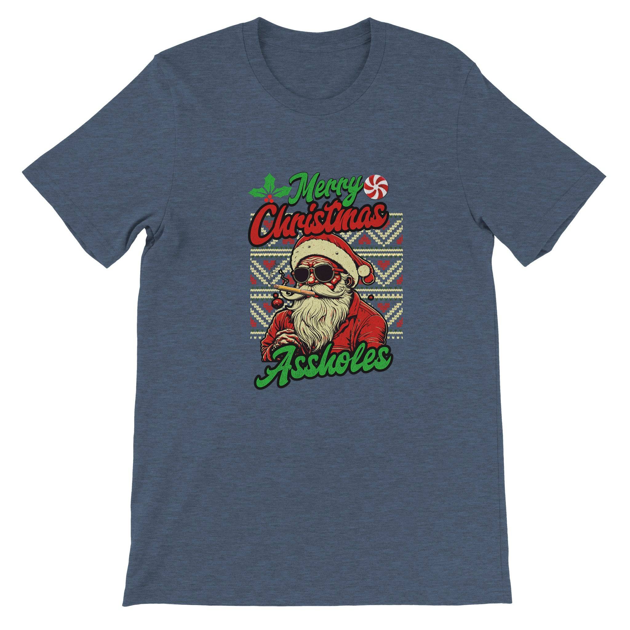 Budget Unisex Crewneck T-shirt/Santa-Merry-Christmas-@ssholes - Enet Images