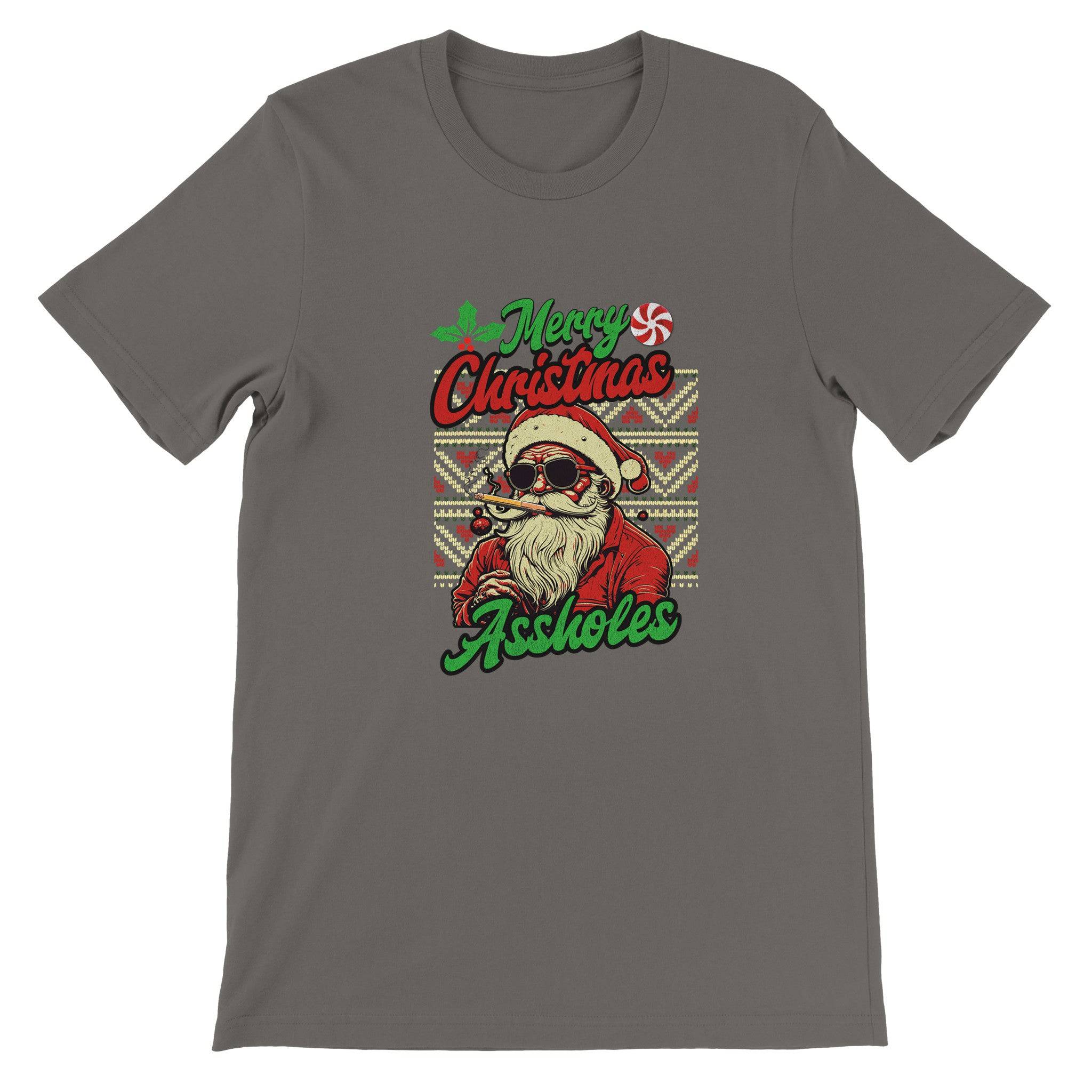 Budget Unisex Crewneck T-shirt/Santa-Merry-Christmas-@ssholes - Enet Images