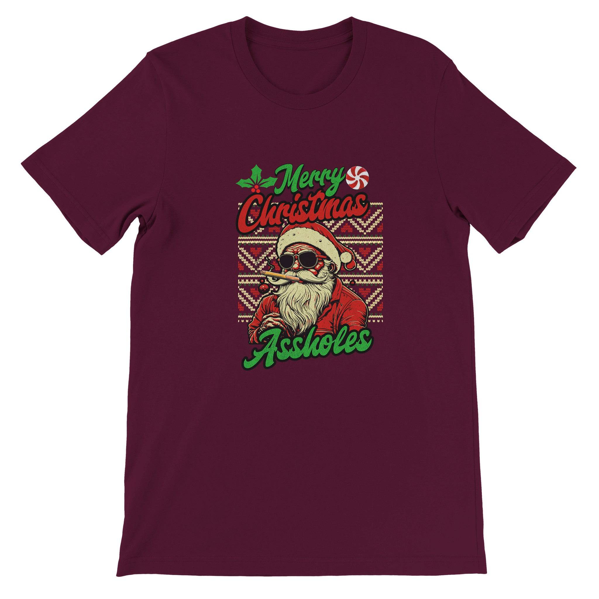 Budget Unisex Crewneck T-shirt/Santa-Merry-Christmas-@ssholes - Enet Images