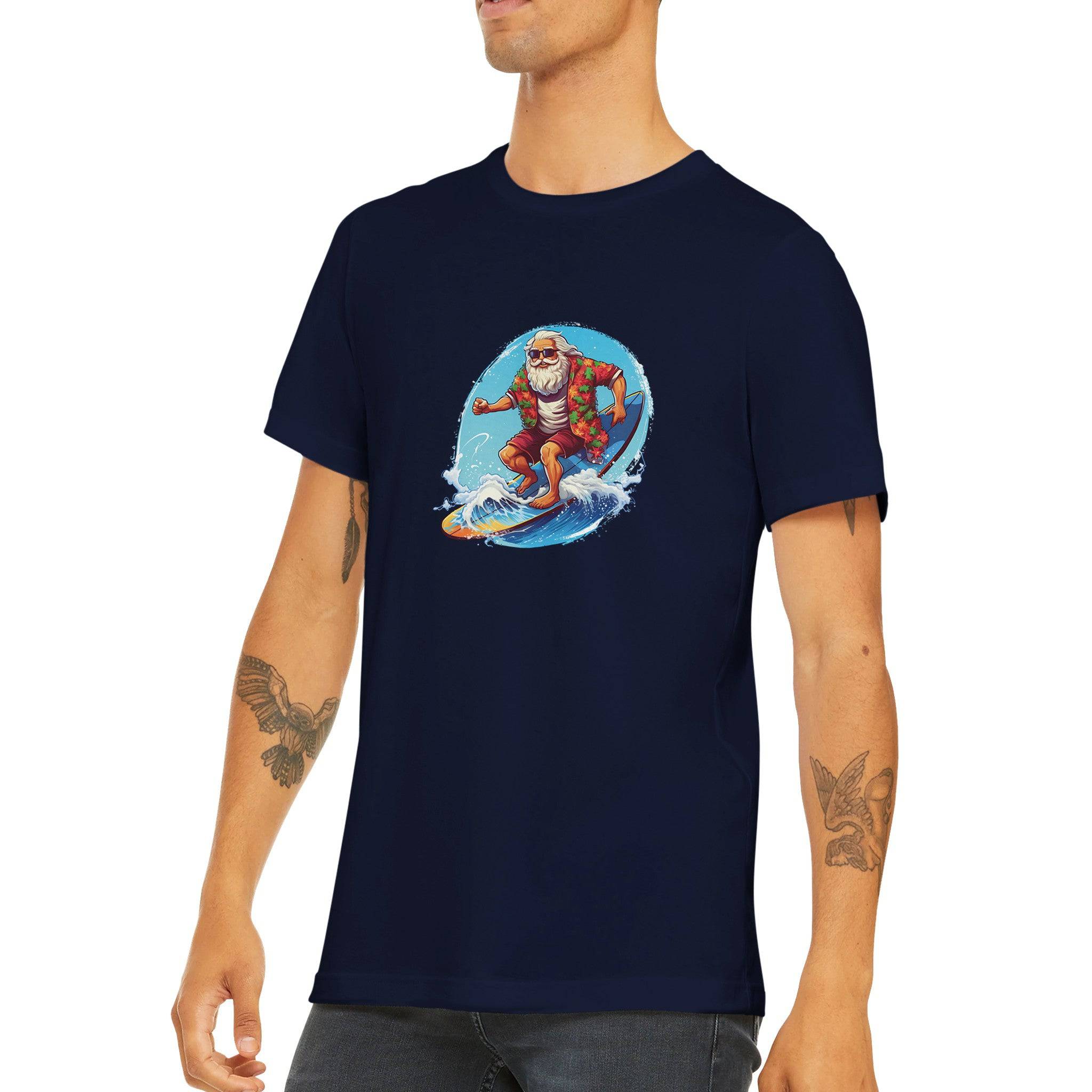 Budget Unisex Crewneck T-shirt/Santa-Surfin - Enet Images