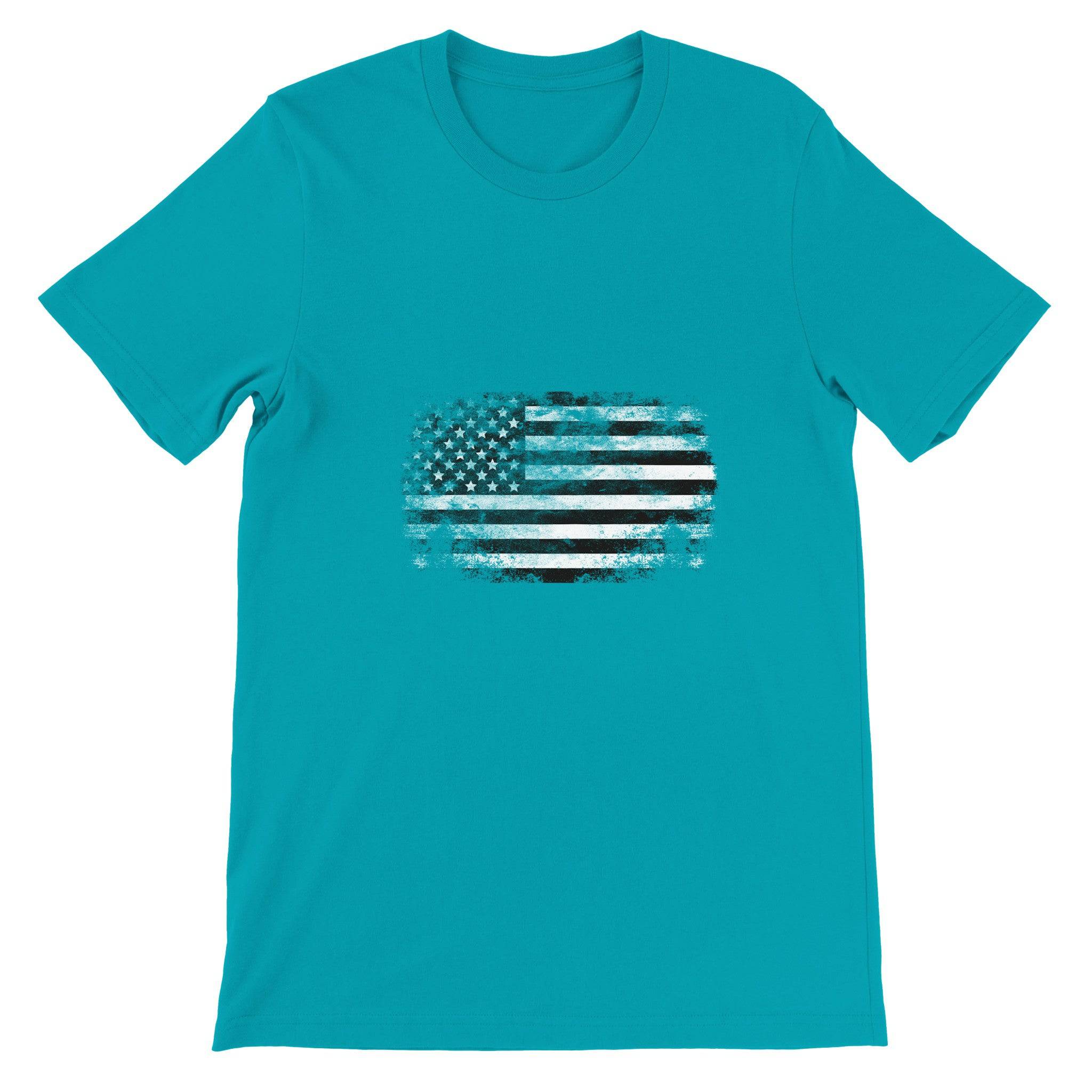 Budget Unisex Crewneck T-shirt/Vintage-American-Flag - Enet Images