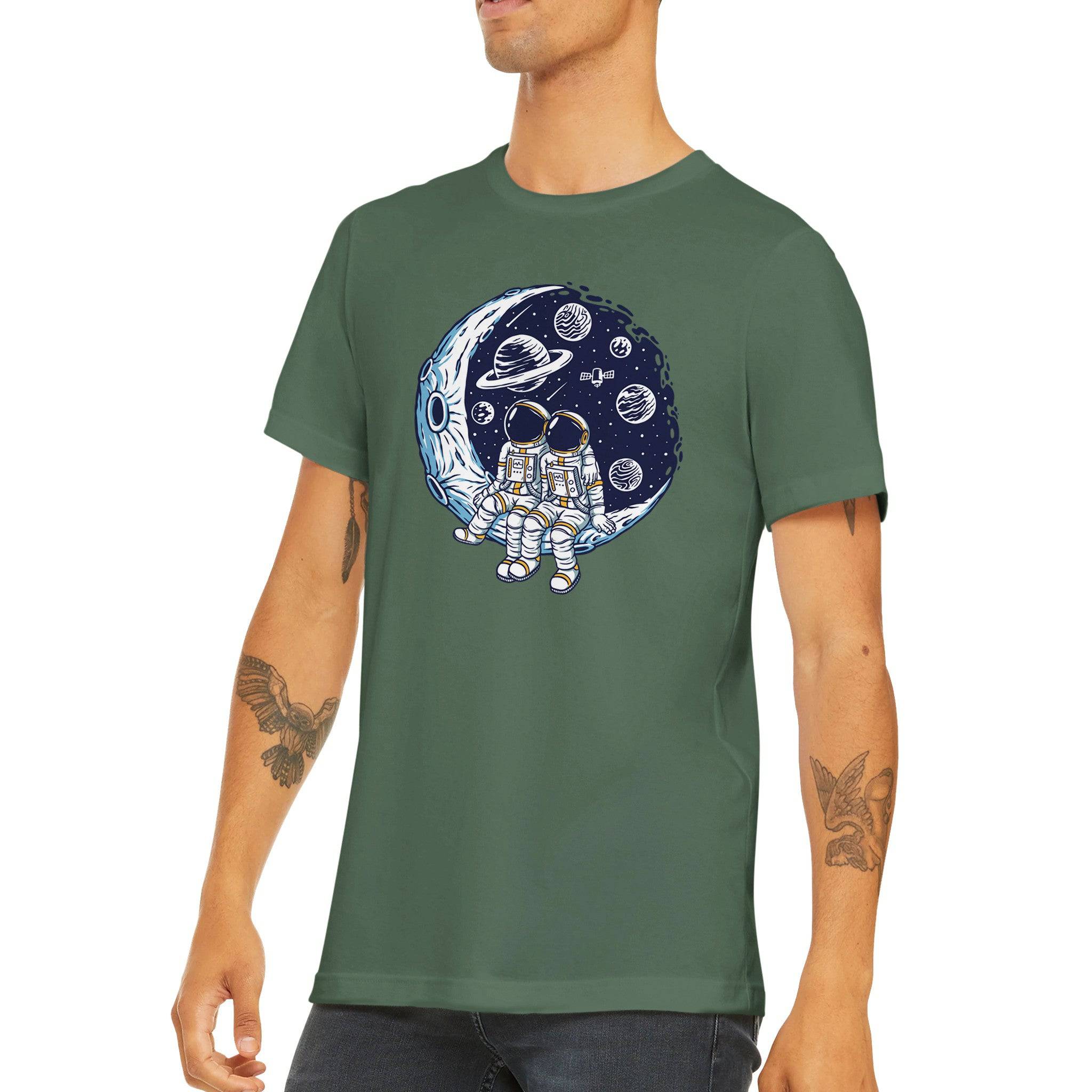 Premium Unisex Crewneck T-shirt/Astronaut-Romantic - Enet Images