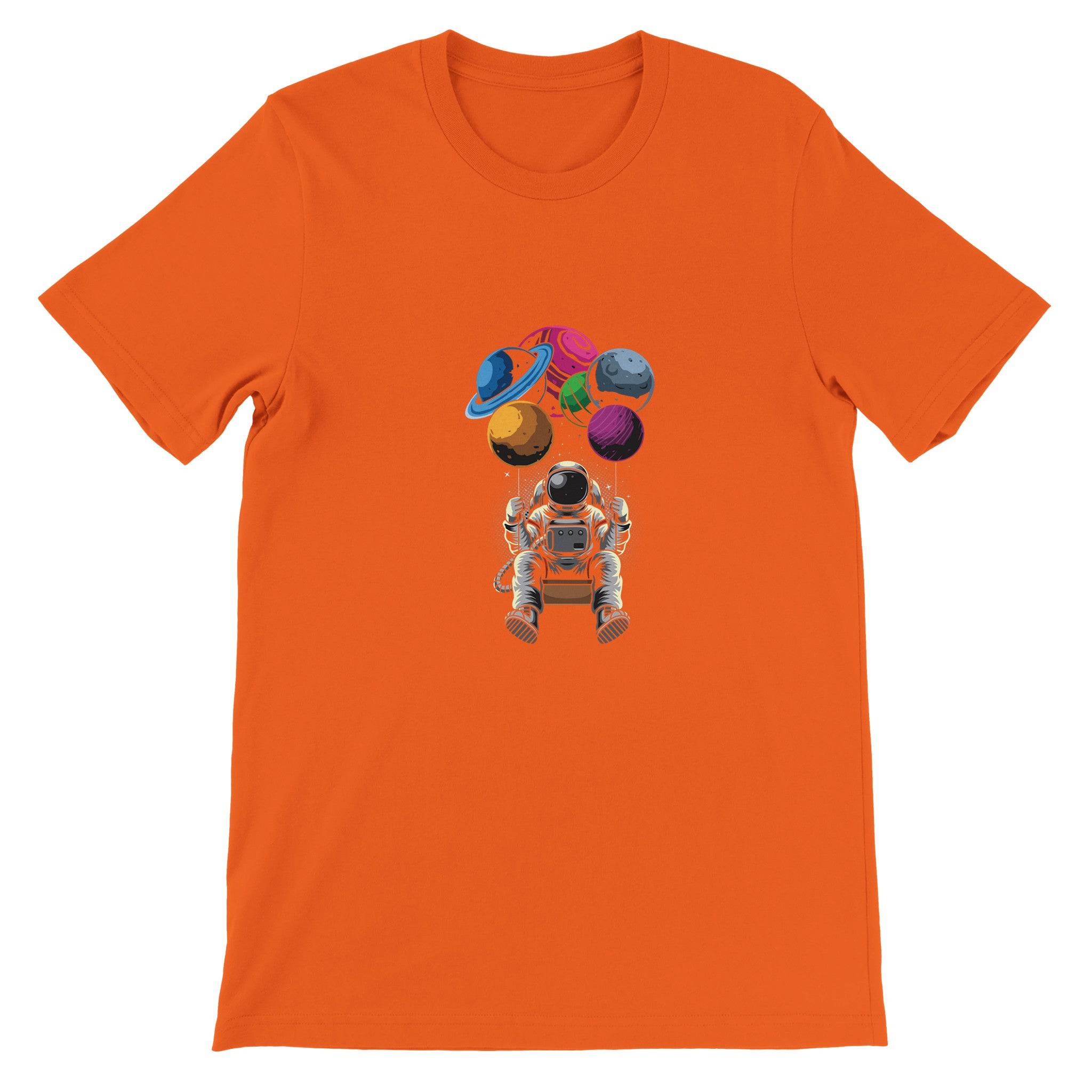 Premium Unisex Crewneck T-shirt/Astronaut-Swing-Planets - Enet Images