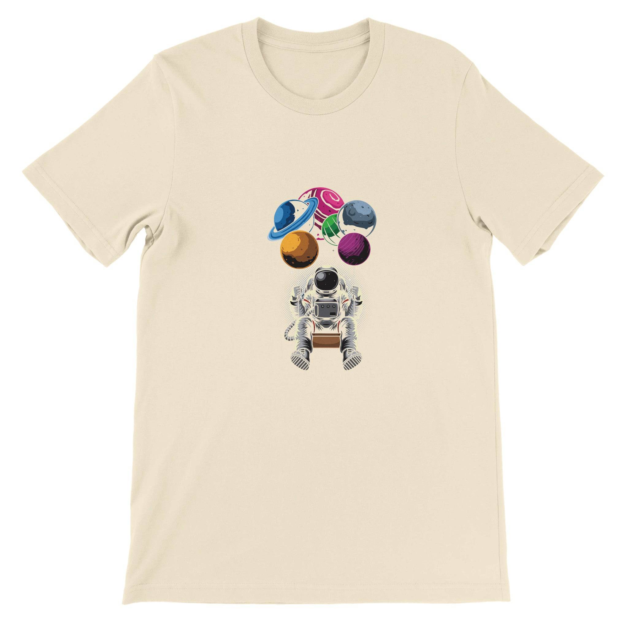 Premium Unisex Crewneck T-shirt/Astronaut-Swing-Planets - Enet Images