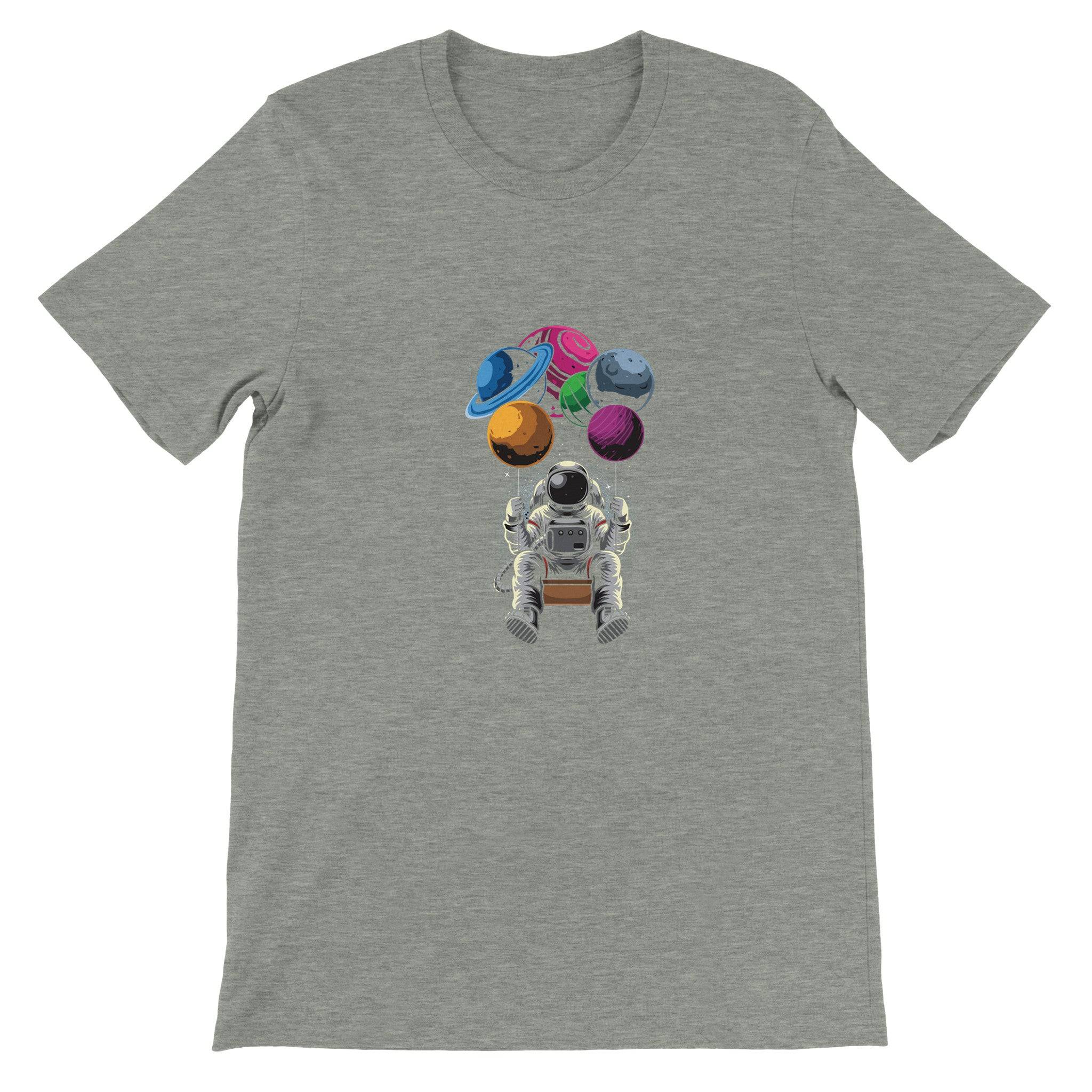 Premium Unisex Crewneck T-shirt/Astronaut-Swing-Planets - Enet Images