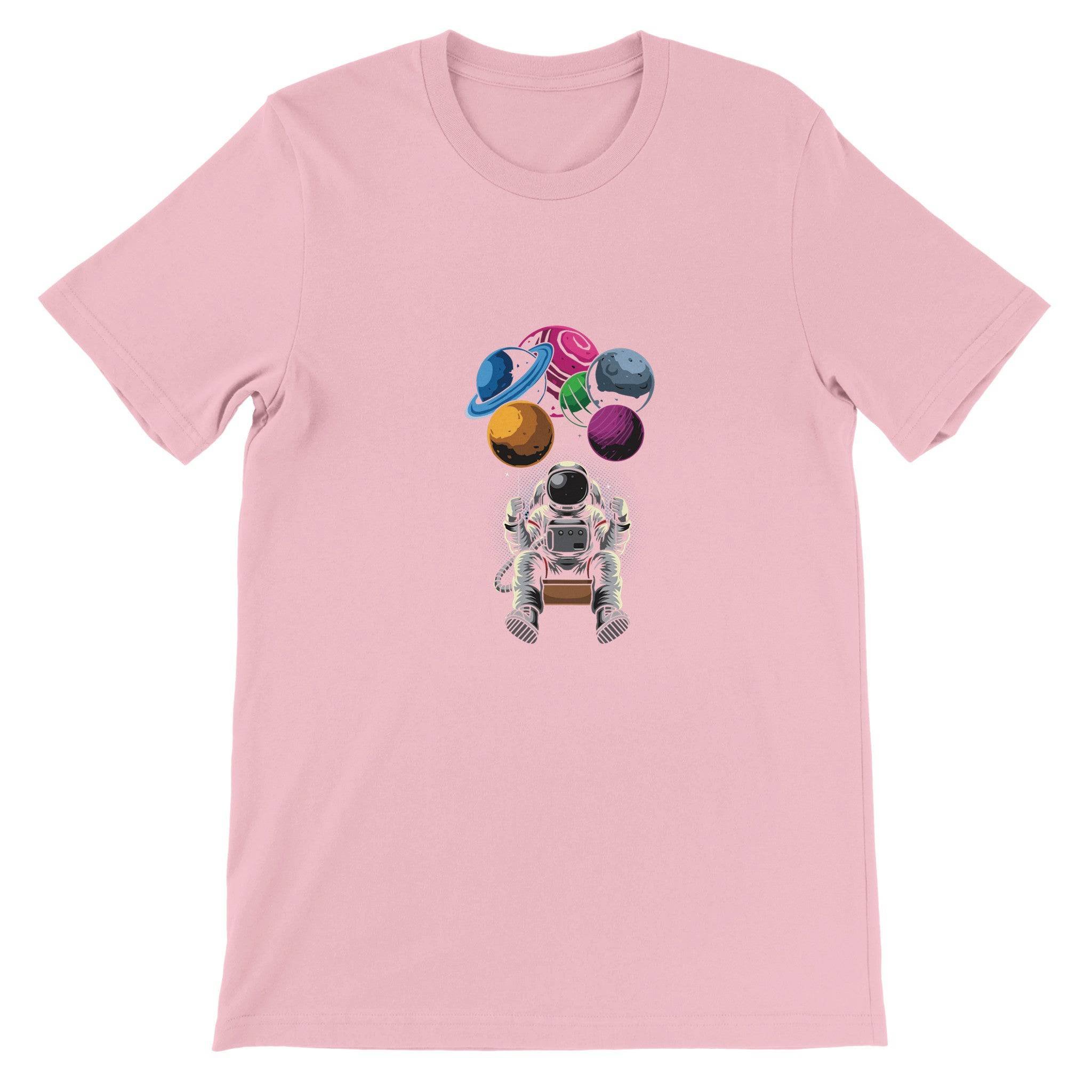 Premium Unisex Crewneck T-shirt/Astronaut-Swing-Planets - Enet Images