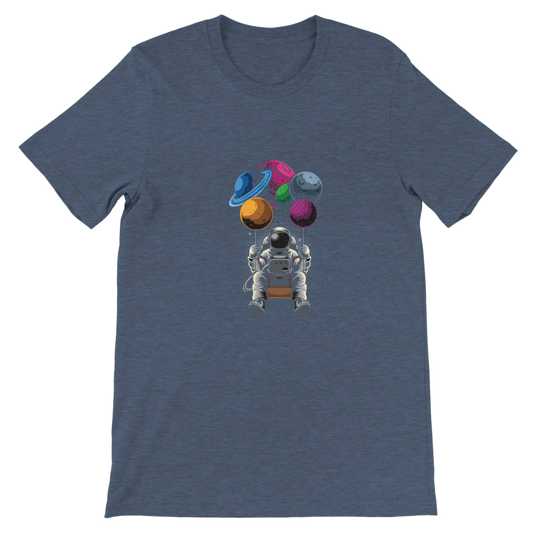 Premium Unisex Crewneck T-shirt/Astronaut-Swing-Planets - Enet Images