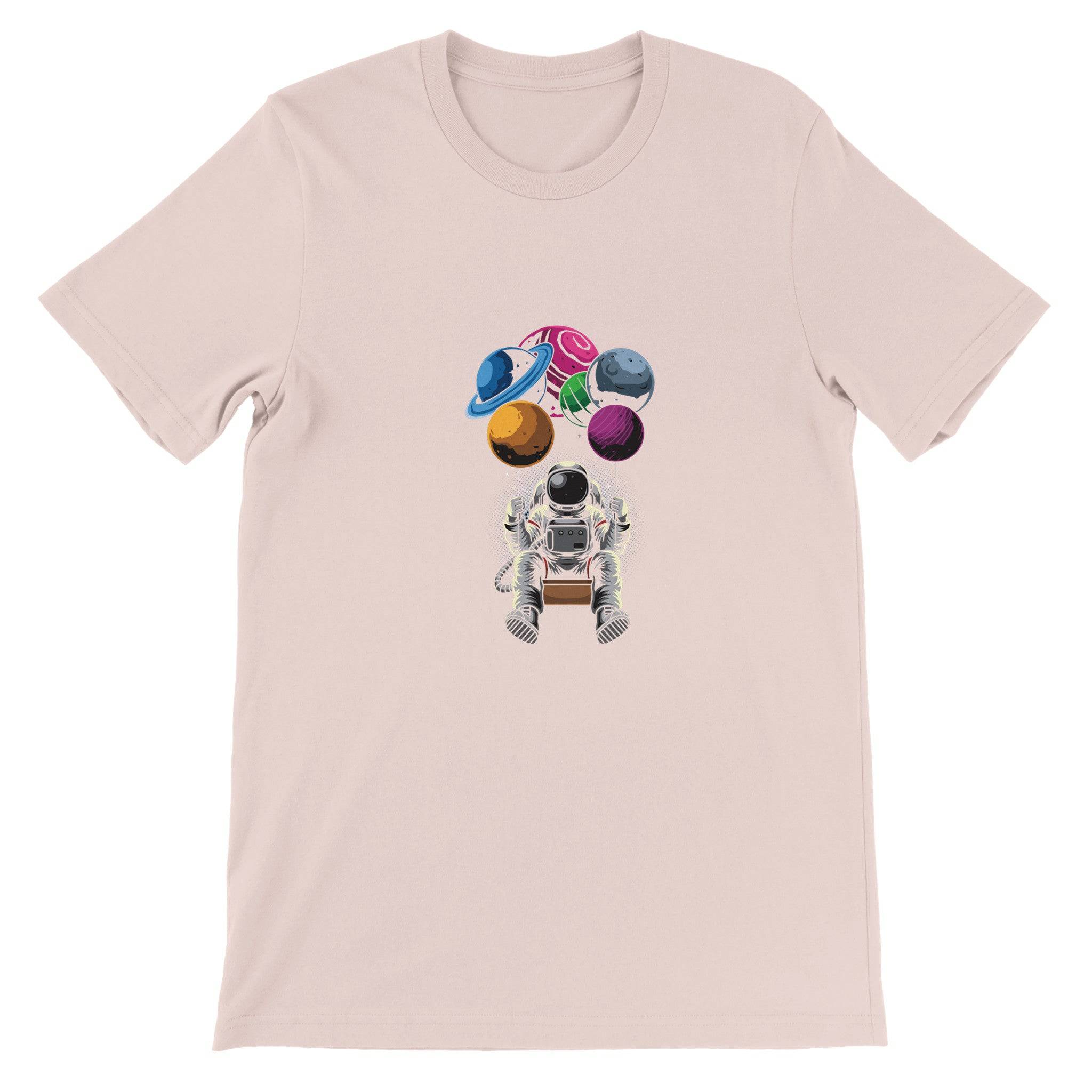 Premium Unisex Crewneck T-shirt/Astronaut-Swing-Planets - Enet Images