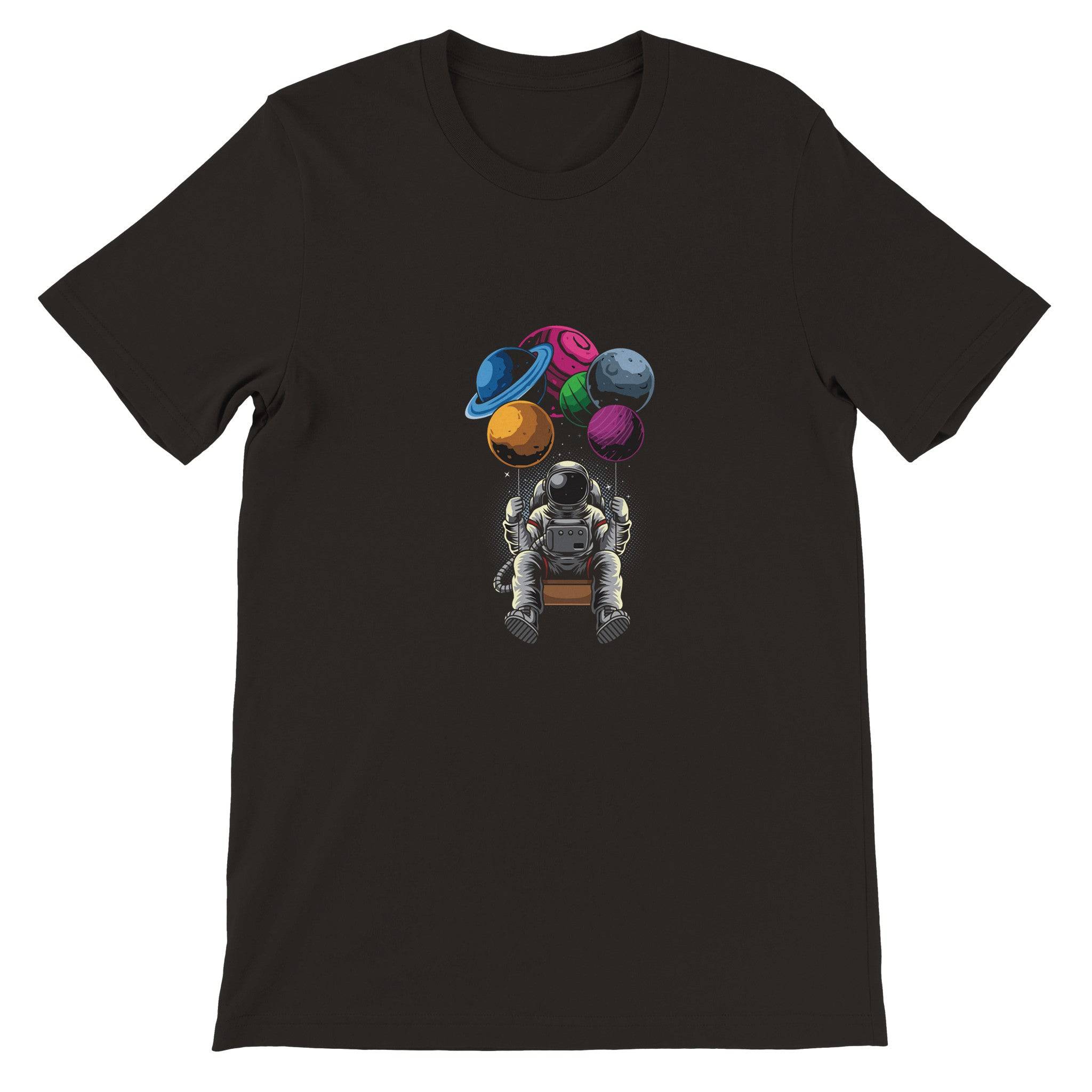 Premium Unisex Crewneck T-shirt/Astronaut-Swing-Planets - Enet Images