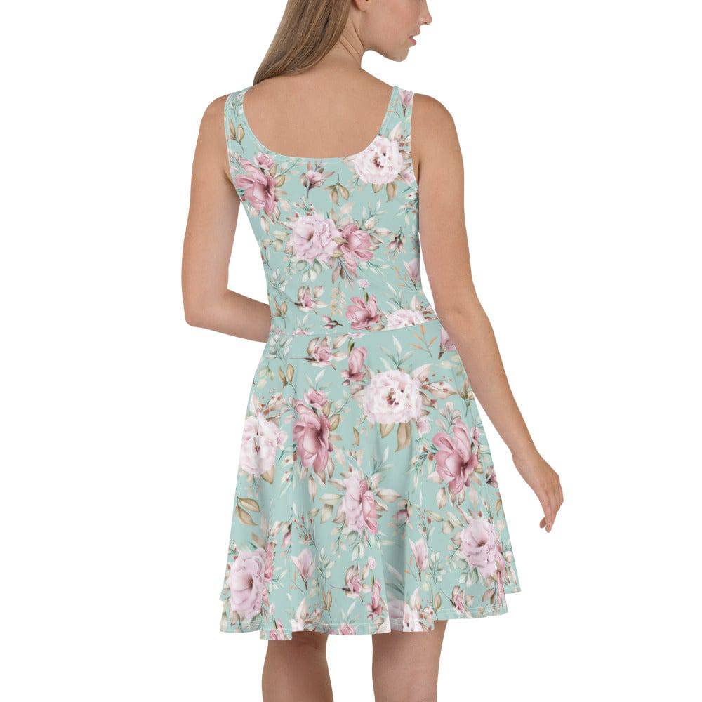 All Over Print Dress/Glam-Floral-Sage-Green - Enet Images