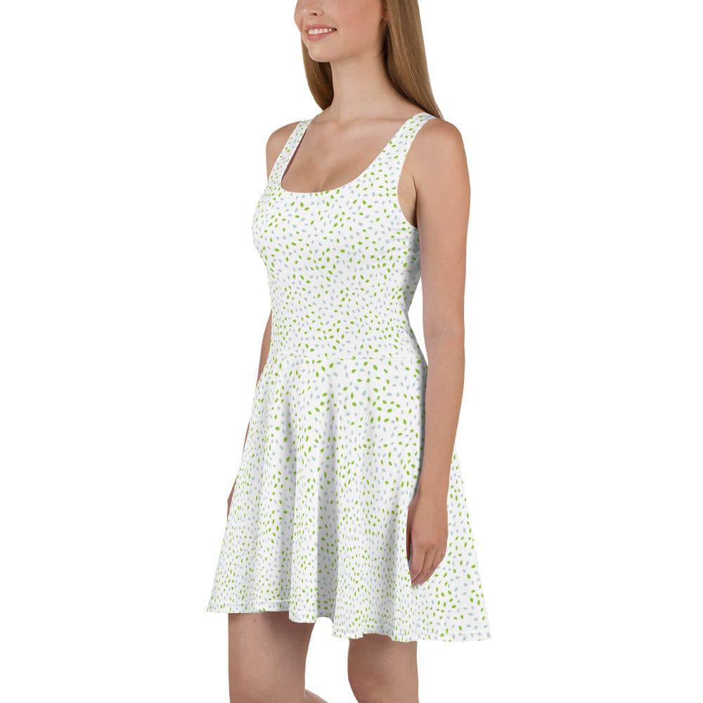 All Over Print Dress/Leaves-Green - Enet Images