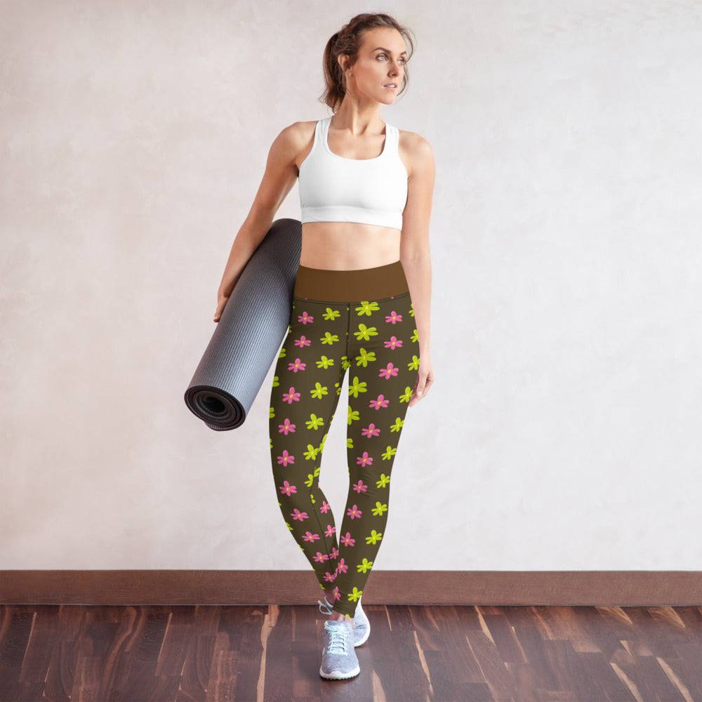 Yoga Leggings/Bee Flowers - Enet Images