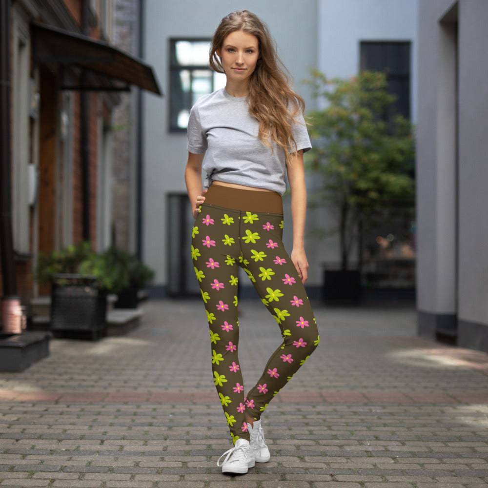 Yoga Leggings/Bee Flowers - Enet Images