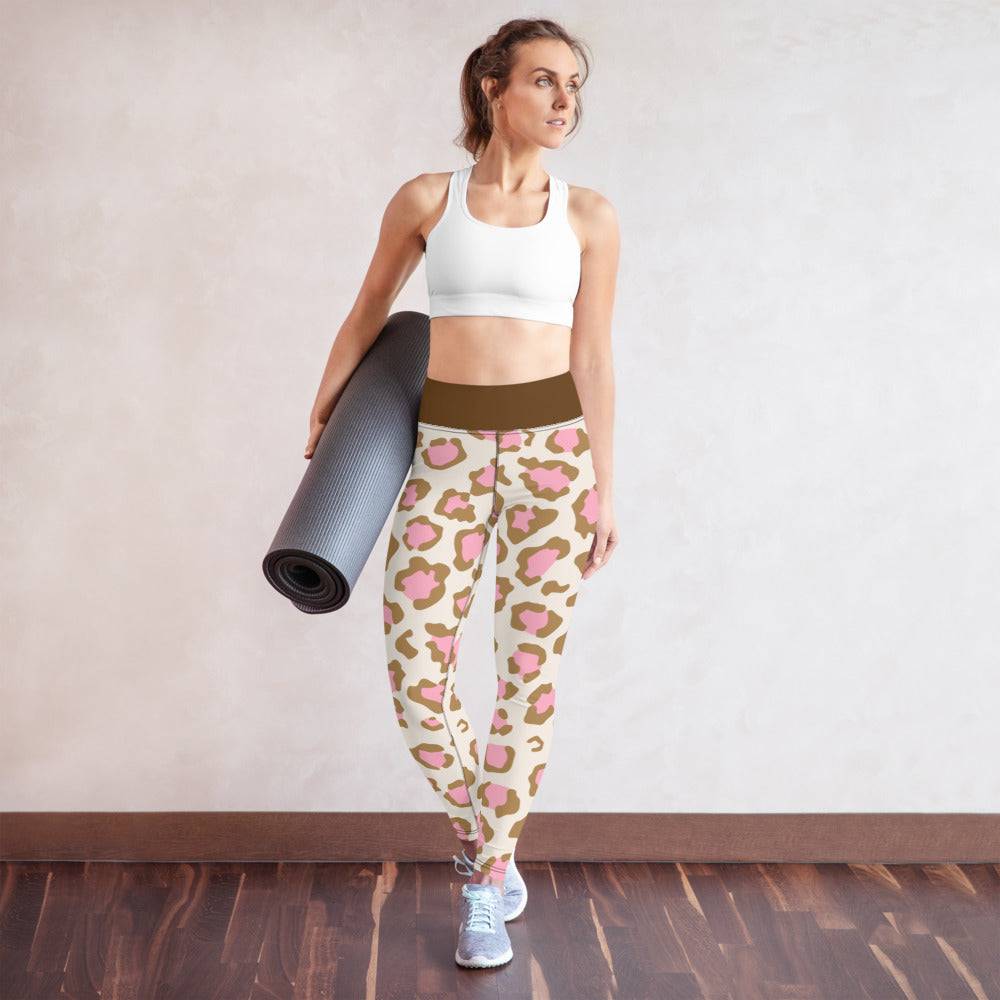 Yoga Leggings/Leopard Brown Pink - Enet Images