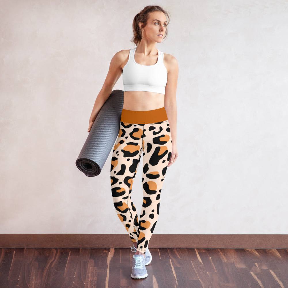 Yoga Leggings/Leopard Brown Yellow - Enet Images