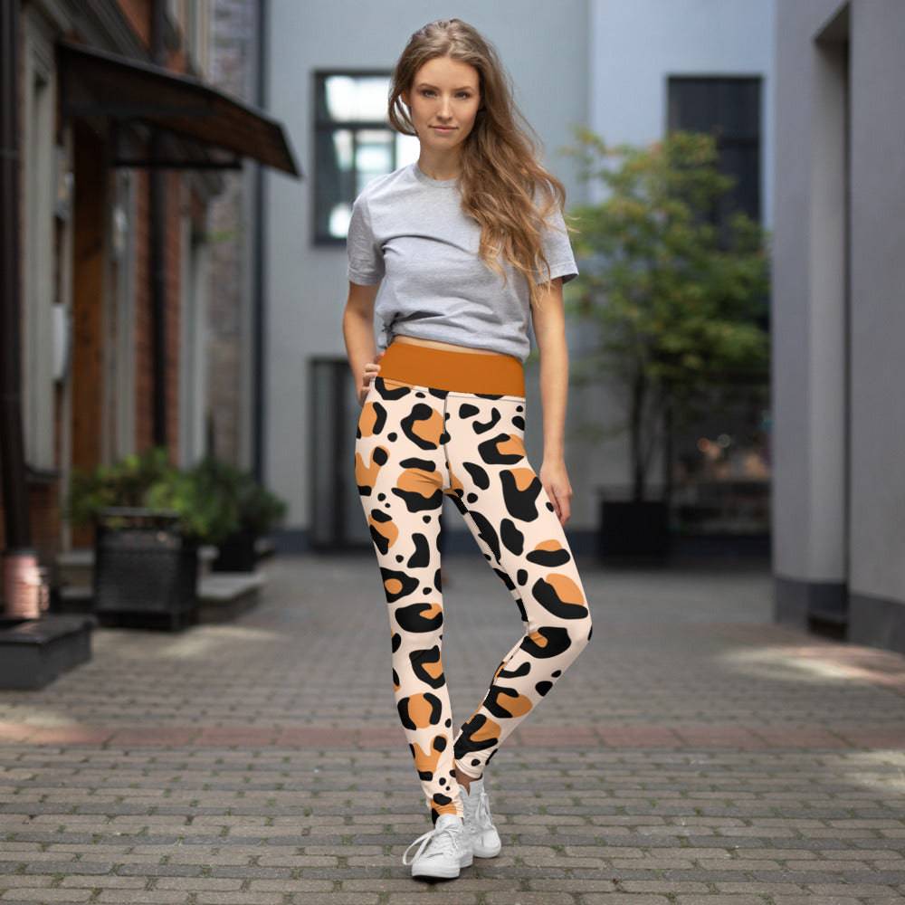 Yoga Leggings/Leopard Brown Yellow - Enet Images