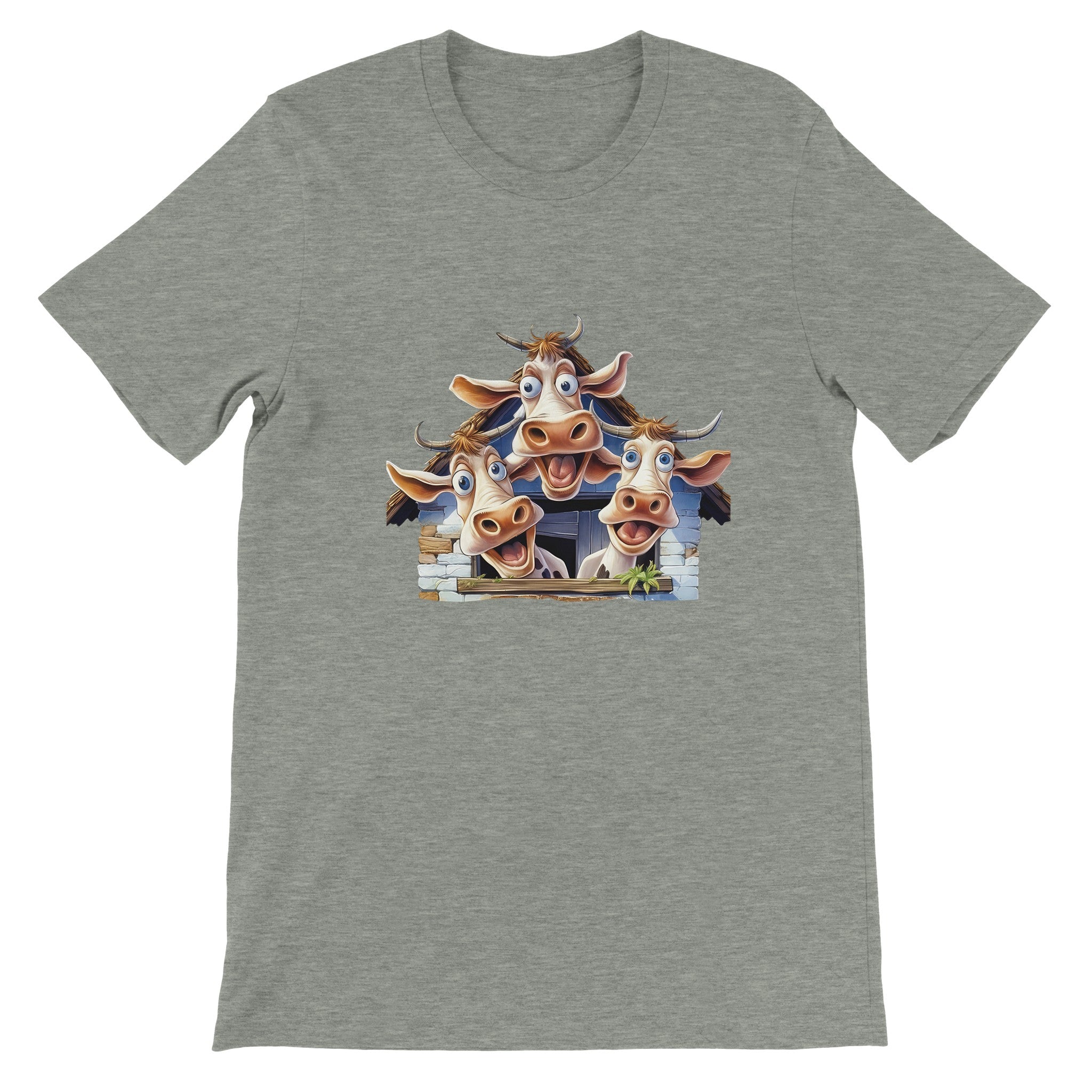 Budget Unisex Crewneck T-shirt/Funny-Cows-In-The-Barn - Enet Images