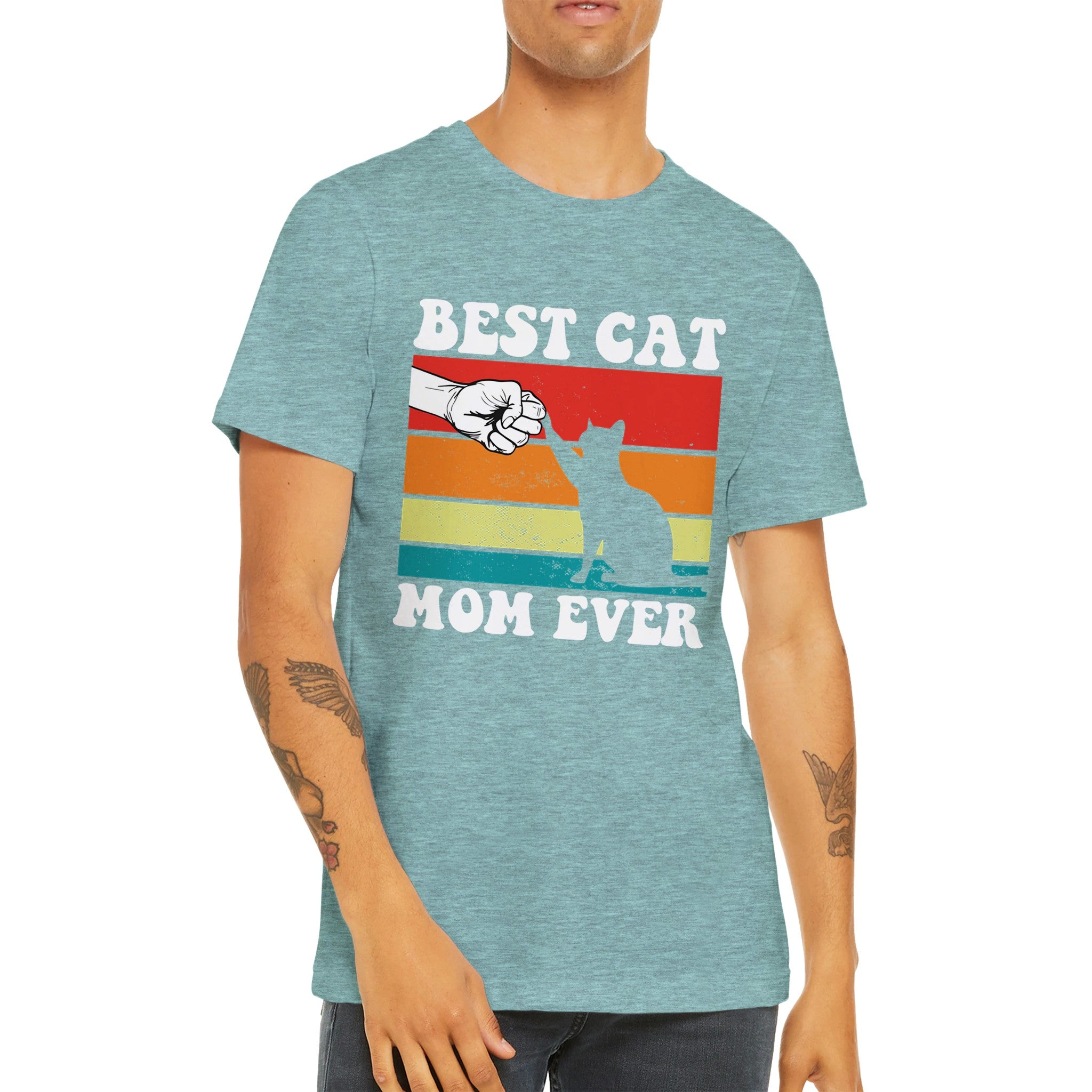 Budget Unisex Crewneck T-shirt/Best-Cat-Mom-Ever - Enet Images