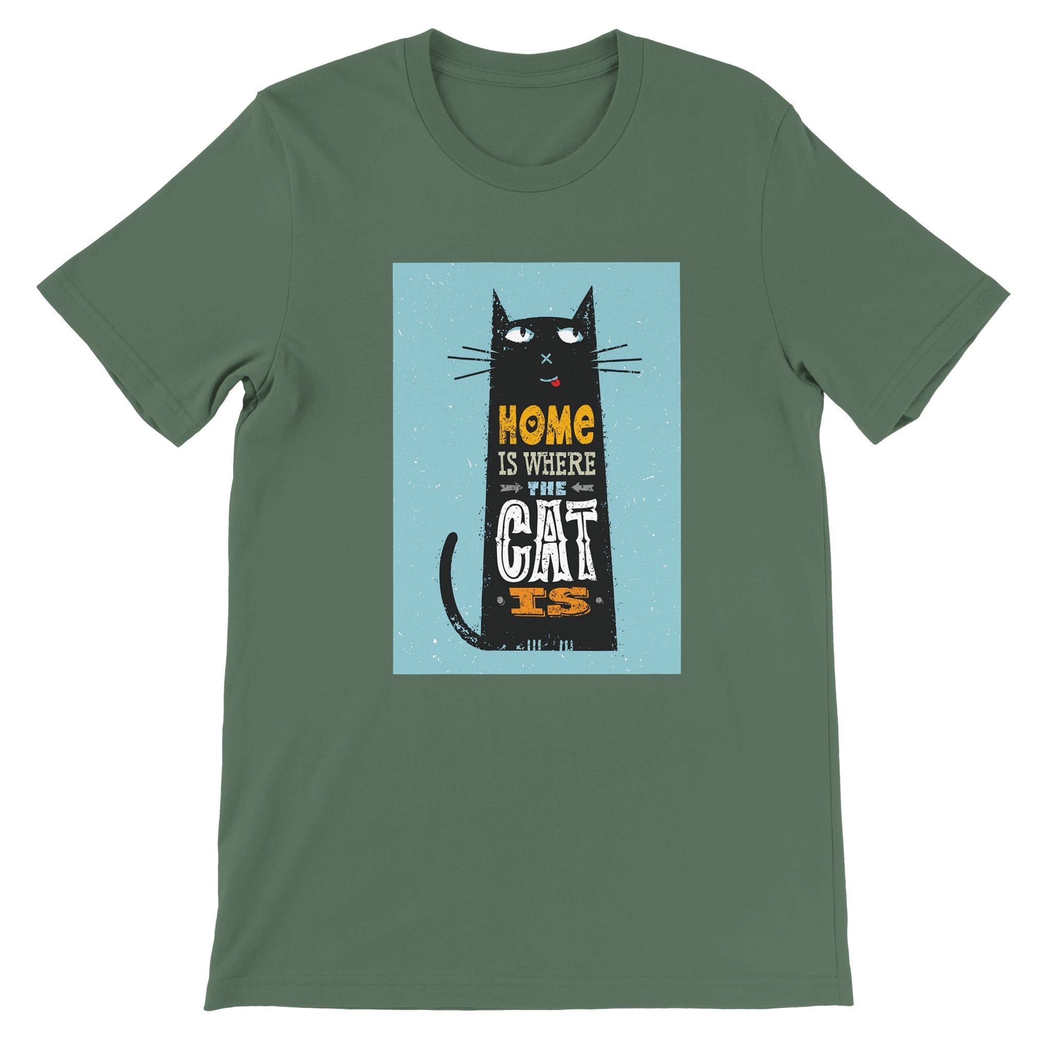 Budget Unisex Crewneck T-shirt/Home-Is-Where-The-Cat-Is - Enet Images