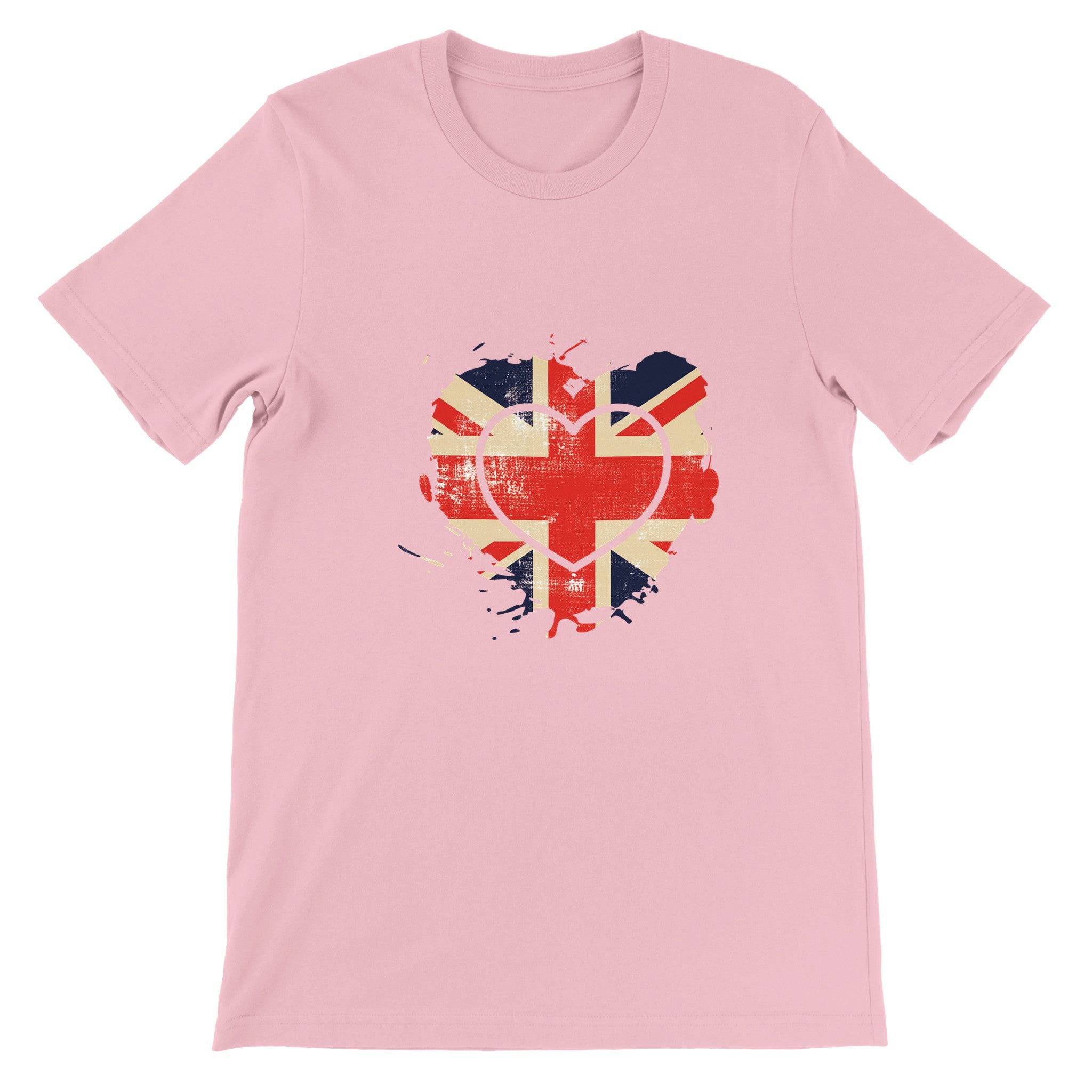 Budget Unisex Crewneck T-shirt/UK-Vintage-Flag-Heart - Enet Images
