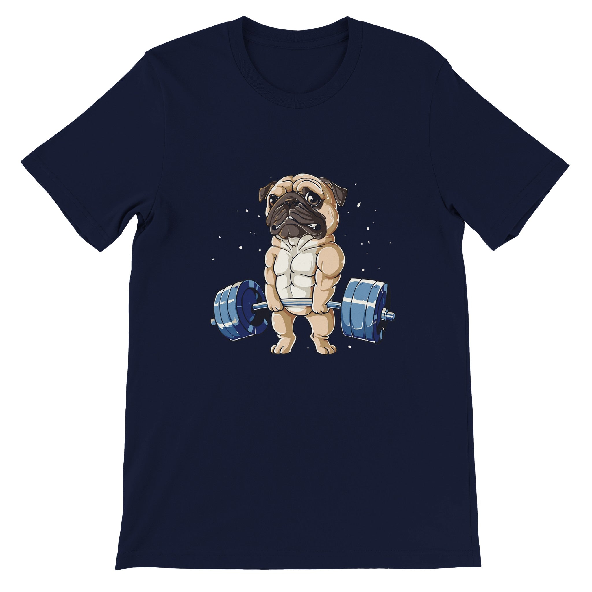 Budget Unisex Crewneck T-shirt/Pug-Weightlifting - Enet Images