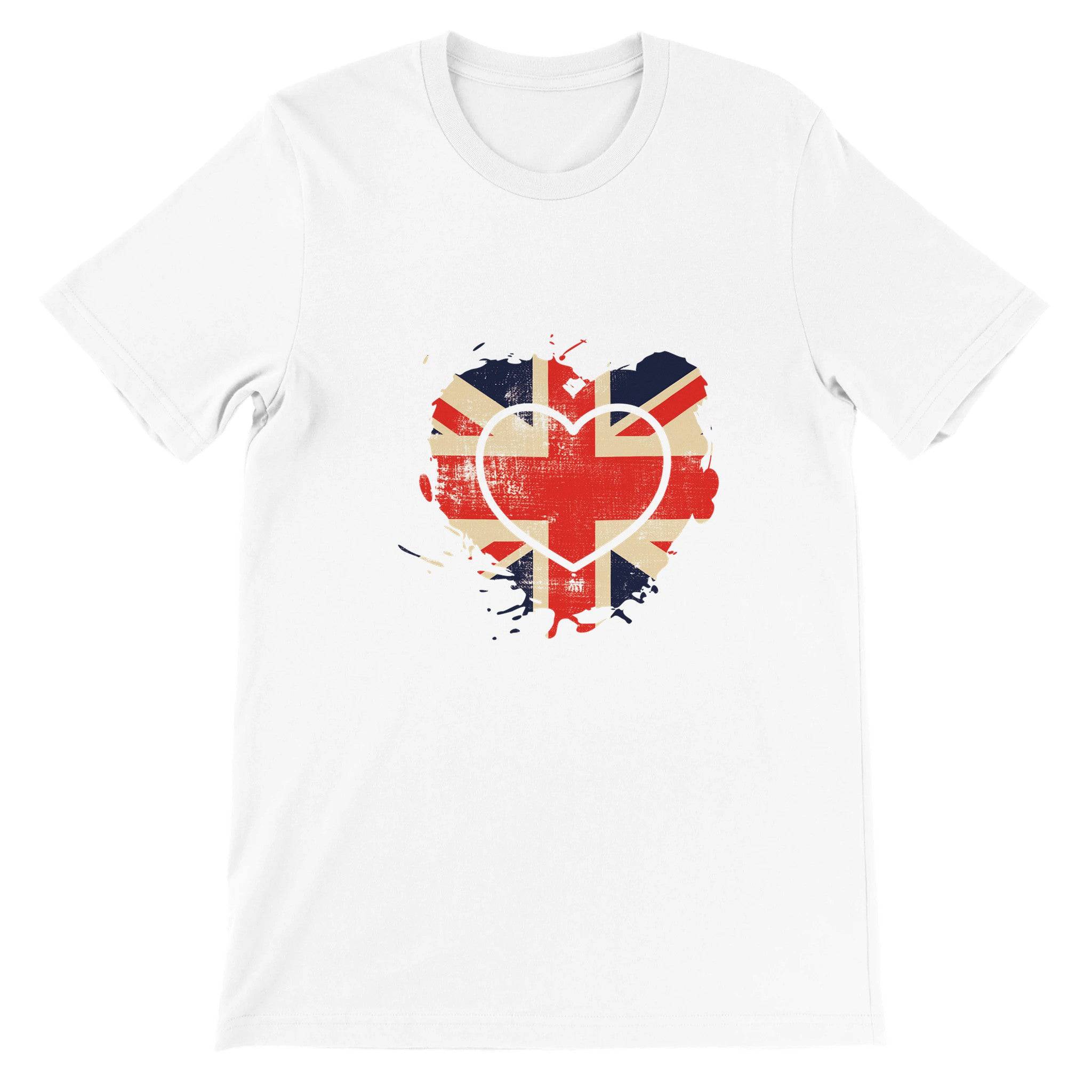 Budget Unisex Crewneck T-shirt/UK-Vintage-Flag-Heart - Enet Images
