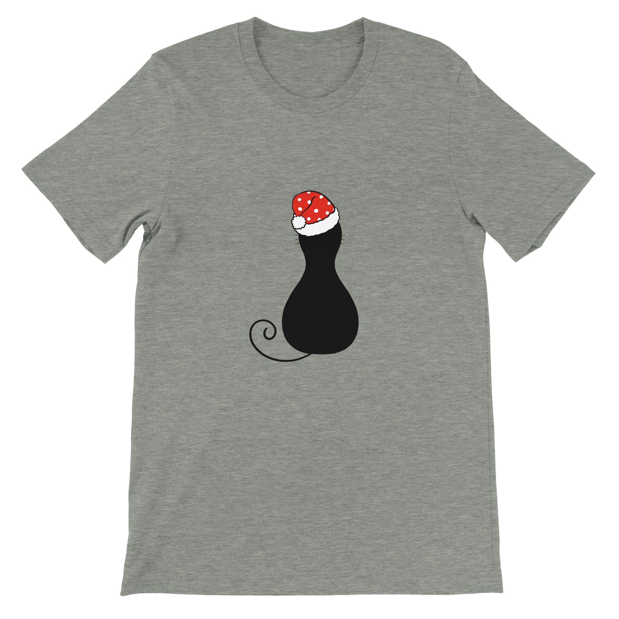 Budget Unisex Crewneck T-shirt/Black-Cat-Christmas - Enet Images