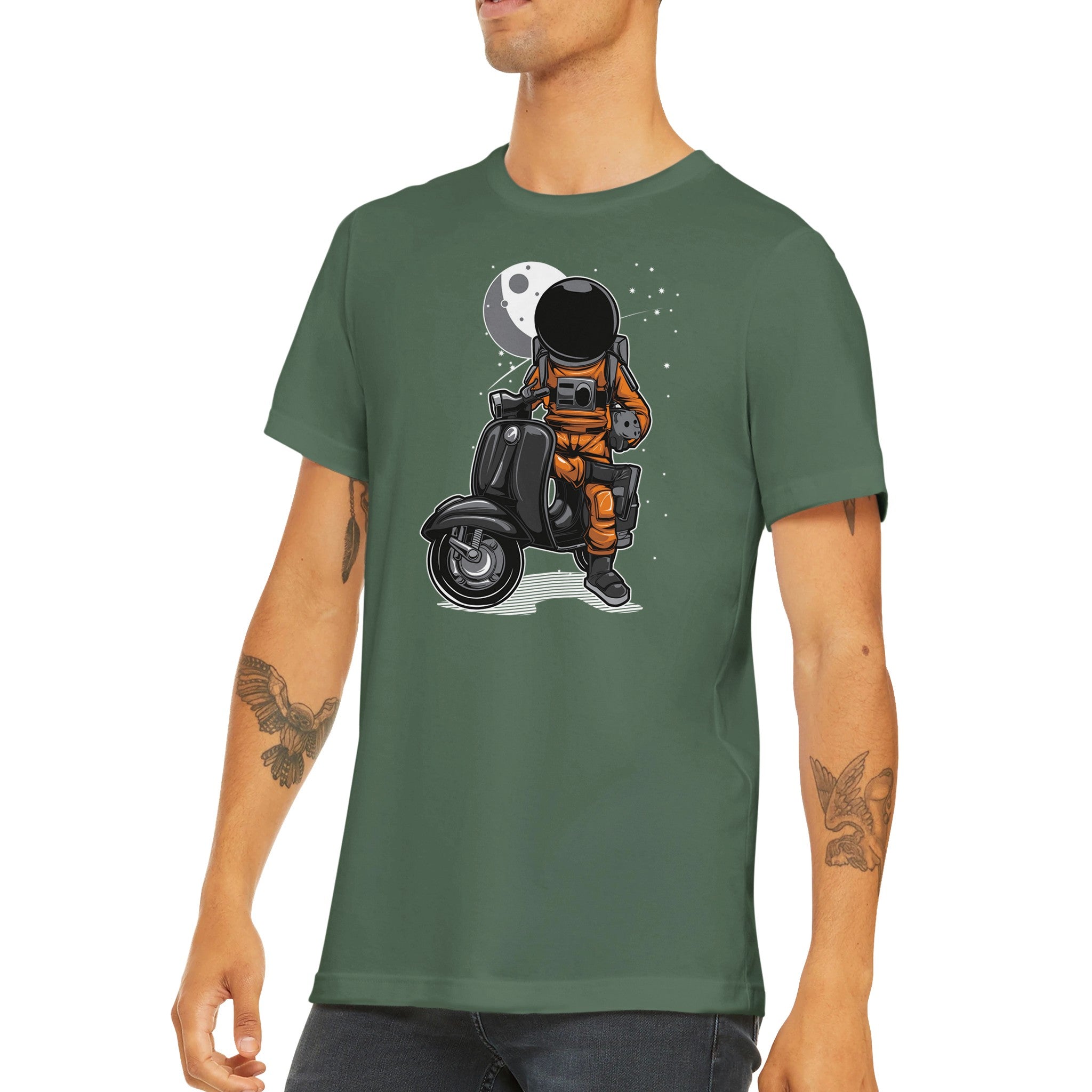 Budget Unisex Crewneck T-shirt/Astronaut-Scooter - Enet Images