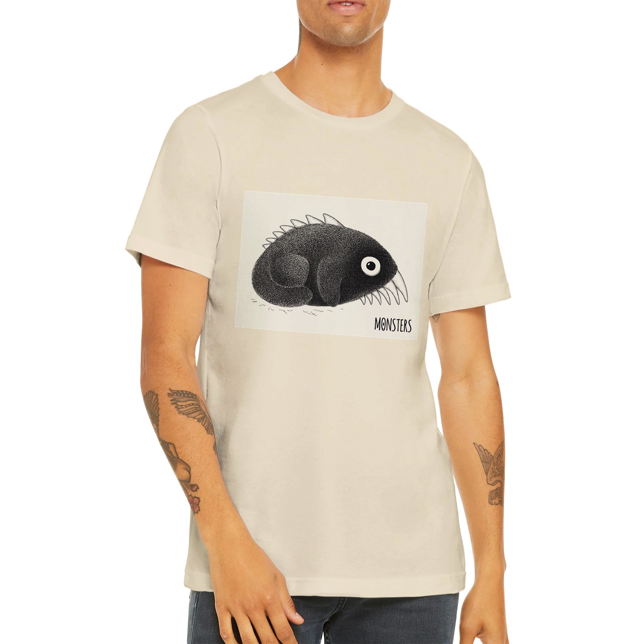 Budget Unisex Crewneck T-shirt/Monster-Fish - Enet Images