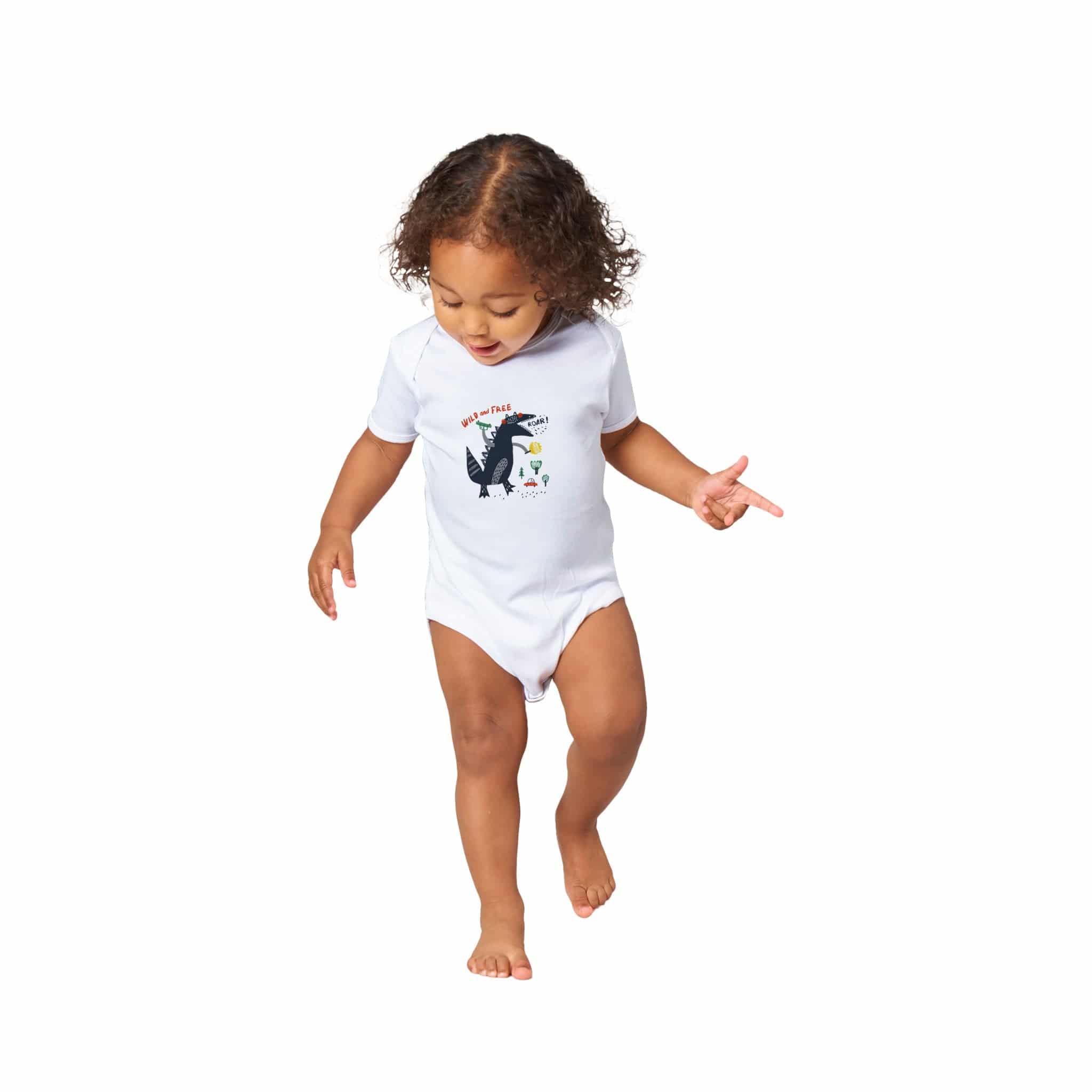 Organic cotton baby bodysuit/Dino-Black-Roar - Classic - Enet Images