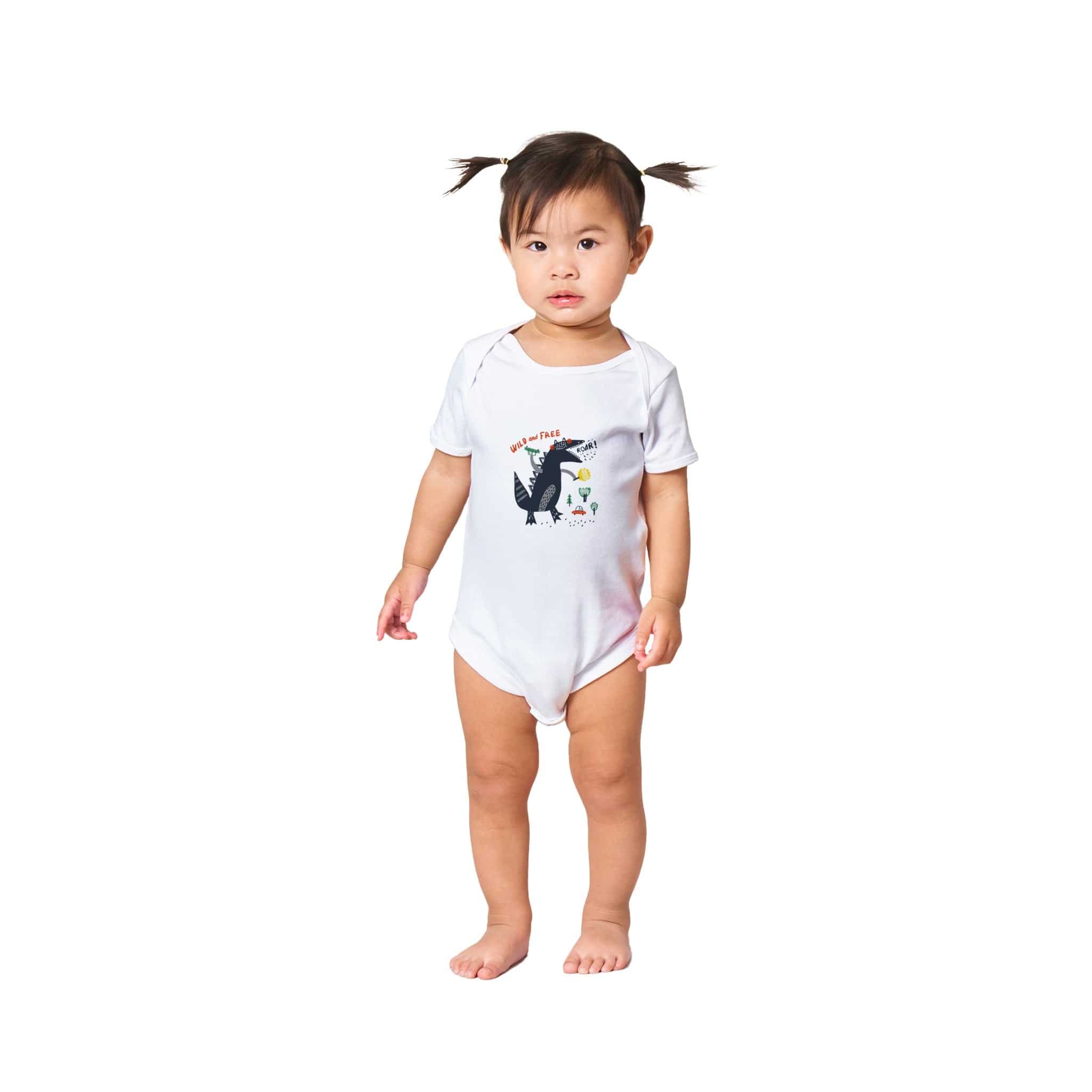 Organic cotton baby bodysuit/Dino-Black-Roar - Classic - Enet Images