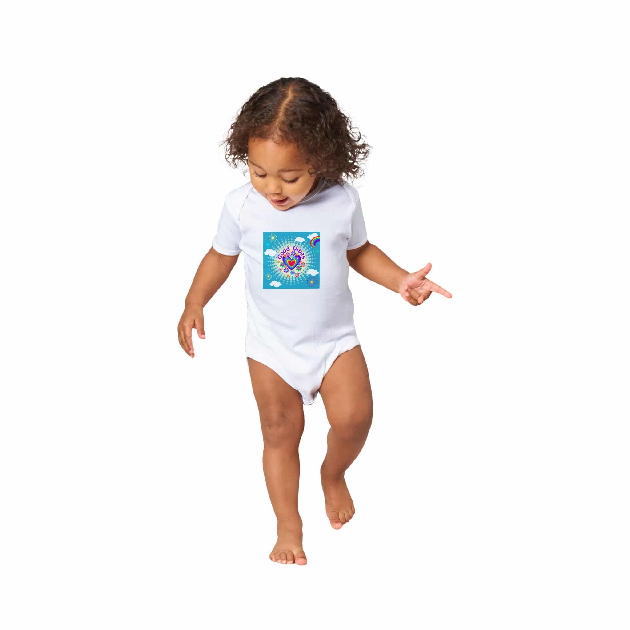 Organic cotton baby bodysuit/Good-Vibes-Only - Classic - Enet Images