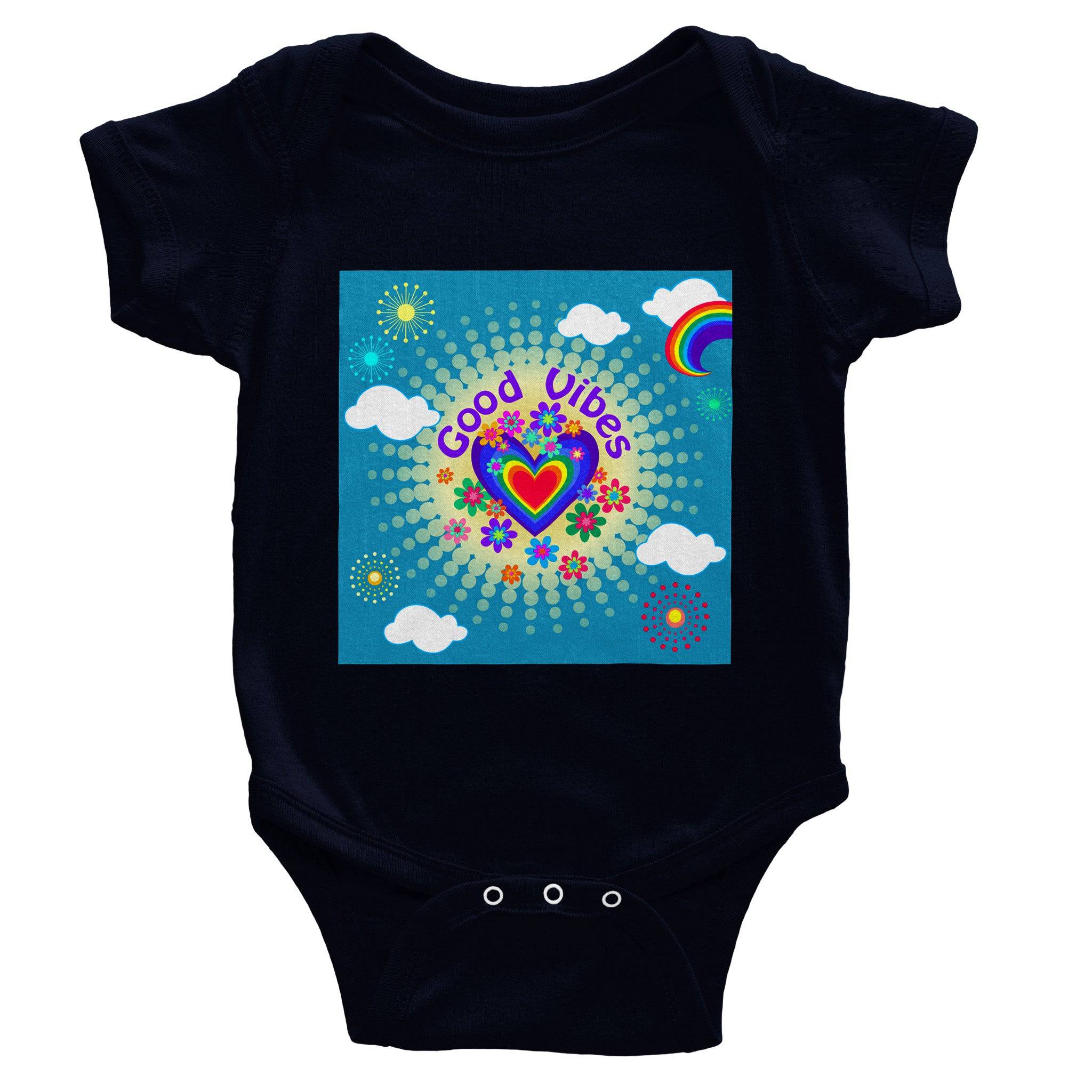 Organic cotton baby bodysuit/Good-Vibes-Only - Classic - Enet Images