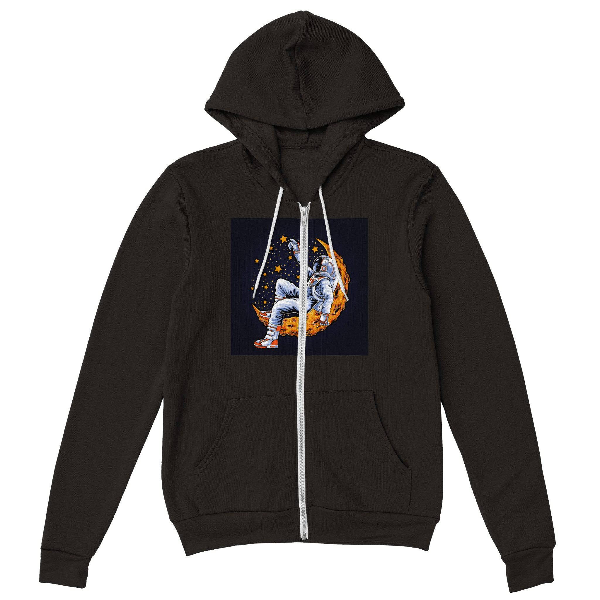 Premium Unisex Zip Hoodies/Astronaut-Ralaxing-On-Moon - Enet Images