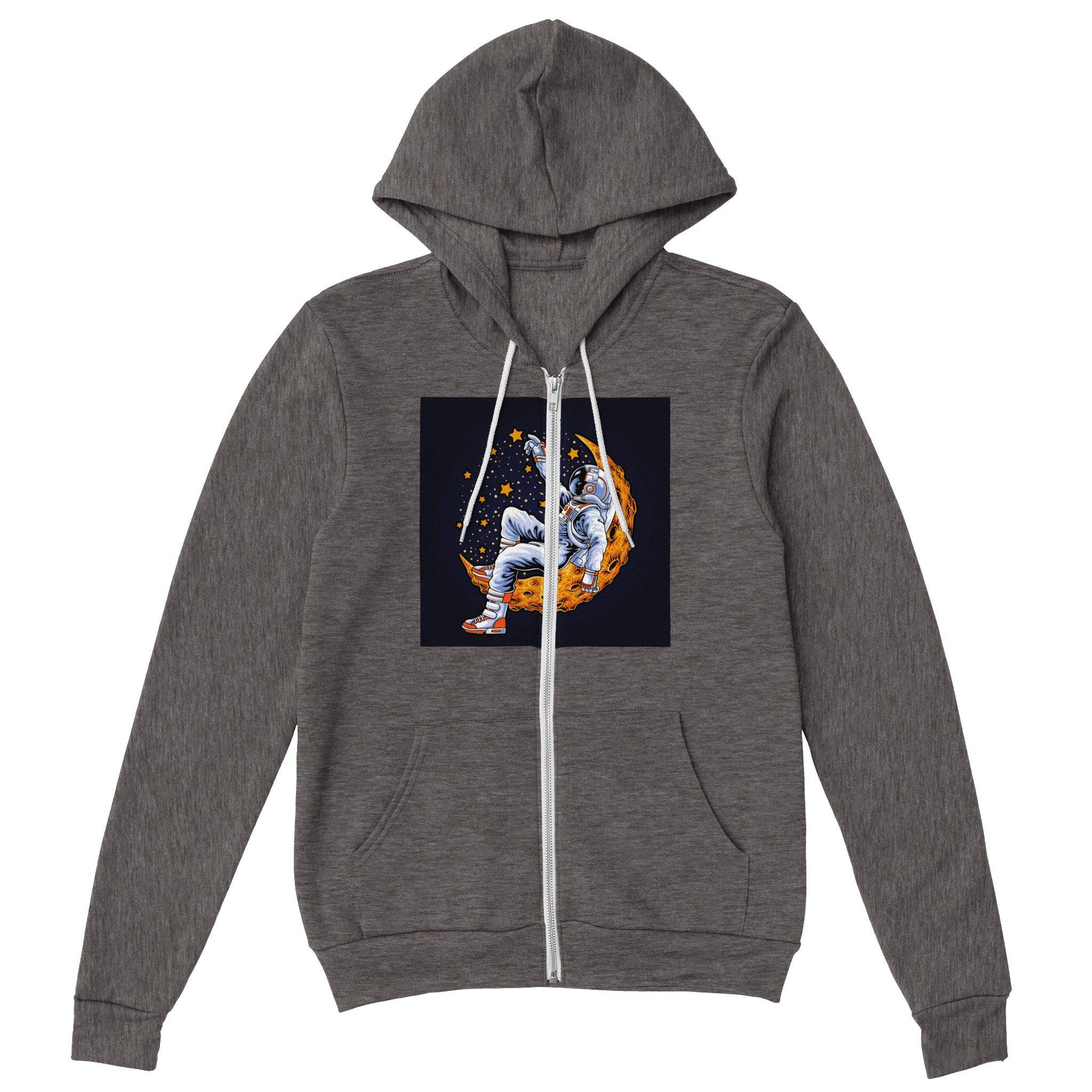 Premium Unisex Zip Hoodies/Astronaut-Ralaxing-On-Moon - Enet Images