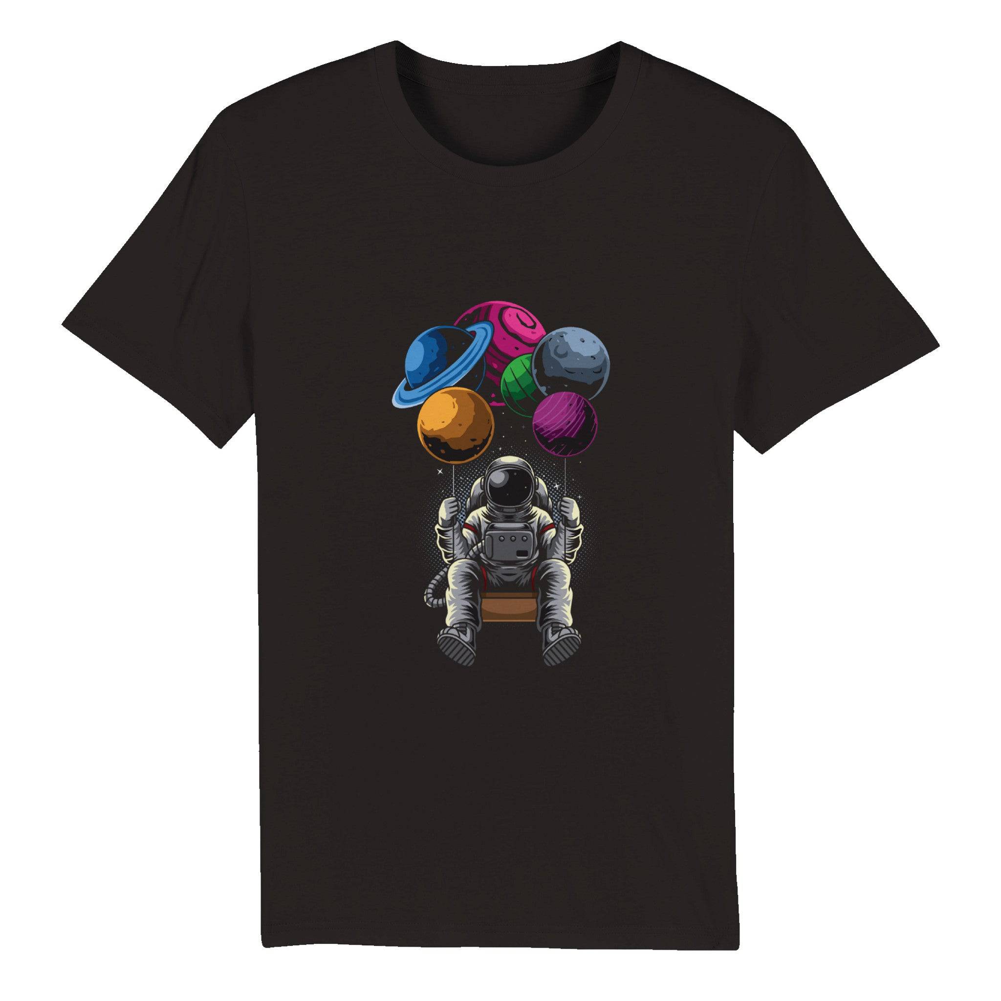 100% Organic Unisex T-shirt/Astronaut-Hanging-Baloons - Enet Images