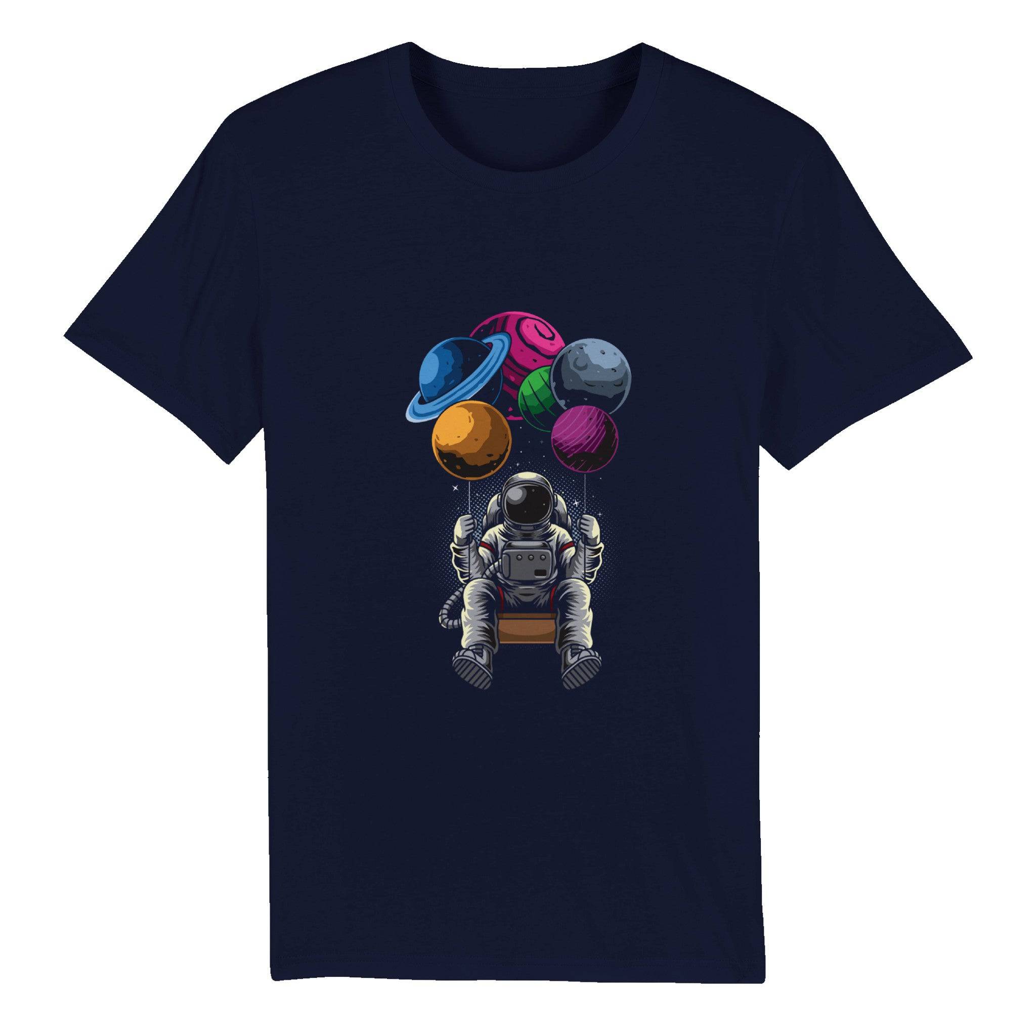 100% Organic Unisex T-shirt/Astronaut-Hanging-Baloons - Enet Images
