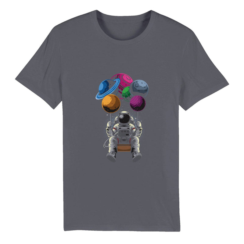 100% Organic Unisex T-shirt/Astronaut-Hanging-Baloons - Enet Images