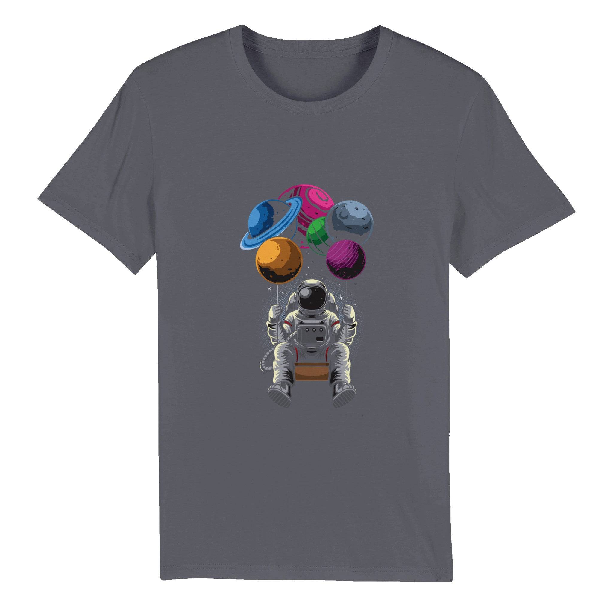 100% Organic Unisex T-shirt/Astronaut-Hanging-Baloons - Enet Images