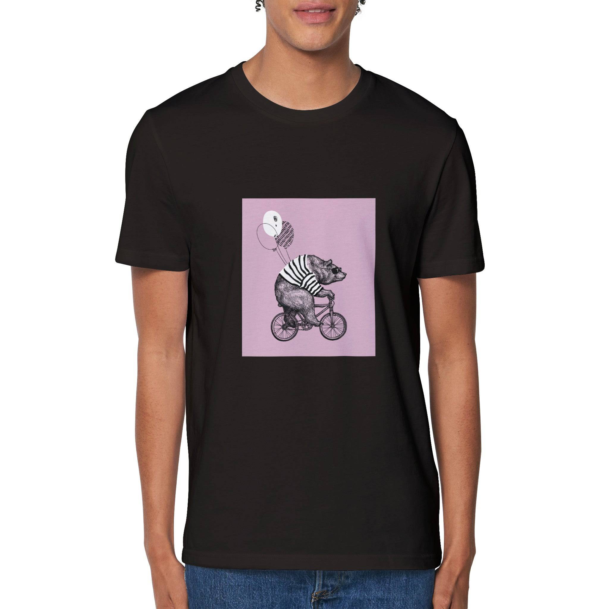 100% Organic Unisex T-shirt/Bear-Baloon-Cycling - Enet Images