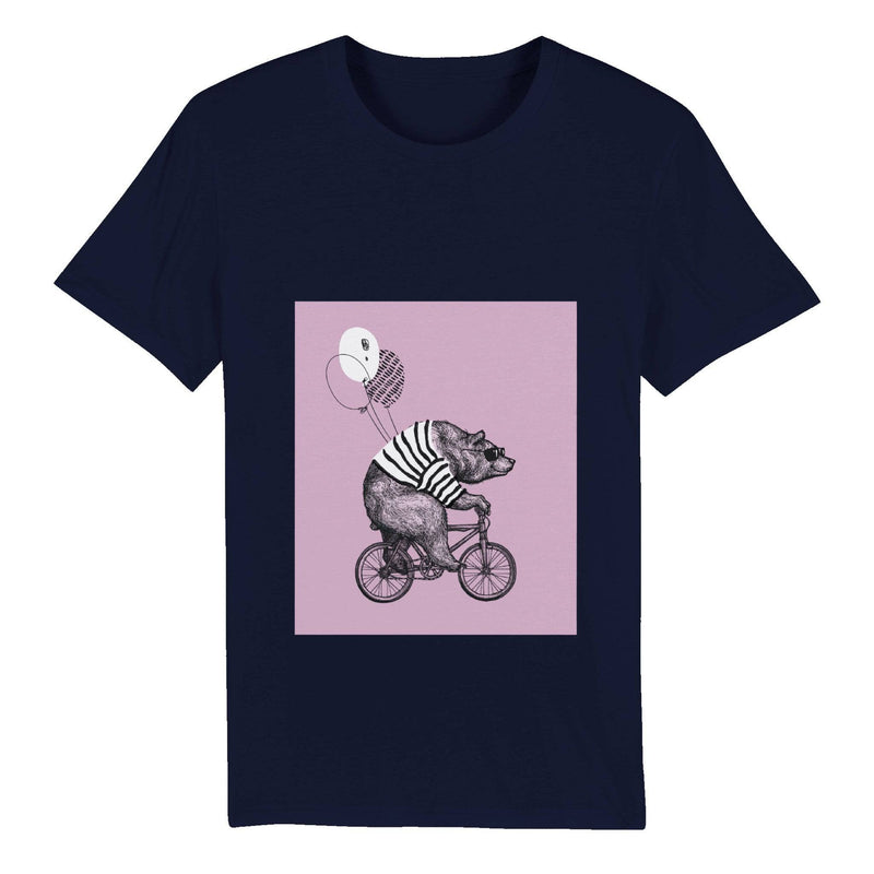 100% Organic Unisex T-shirt/Bear-Baloon-Cycling - Enet Images