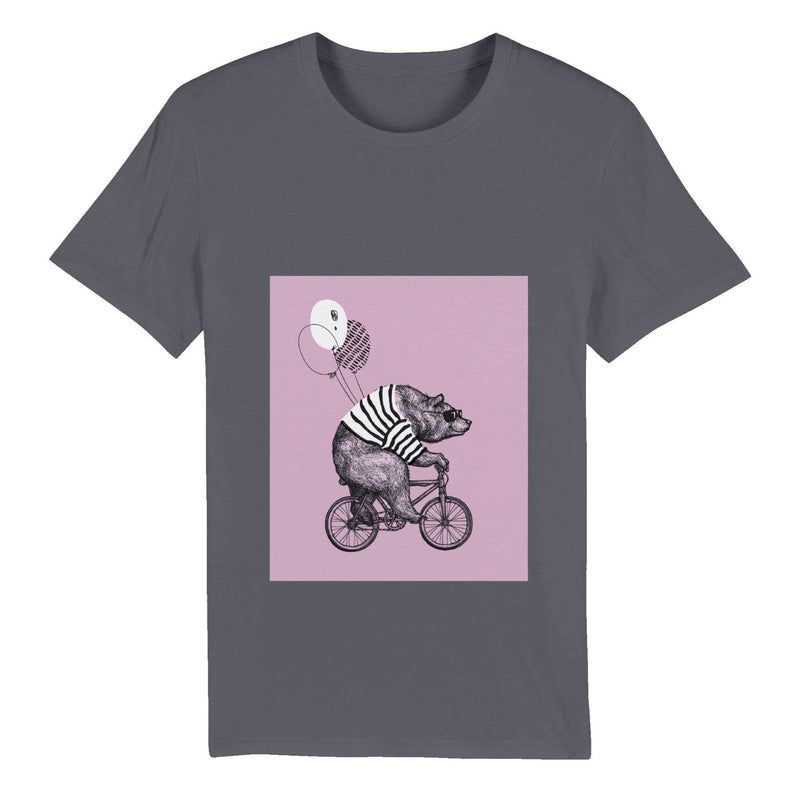 100% Organic Unisex T-shirt/Bear-Baloon-Cycling - Enet Images