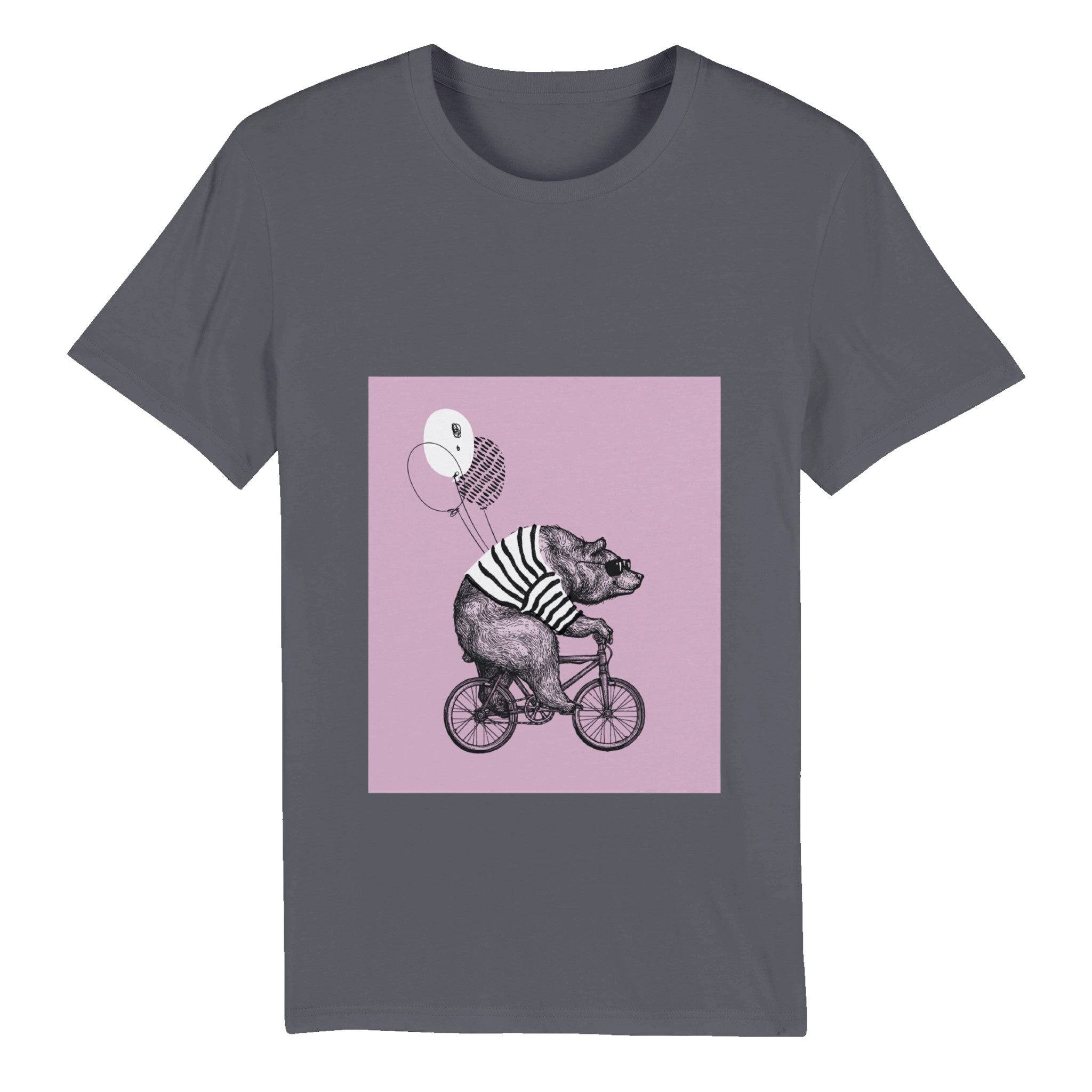 100% Organic Unisex T-shirt/Bear-Baloon-Cycling - Enet Images