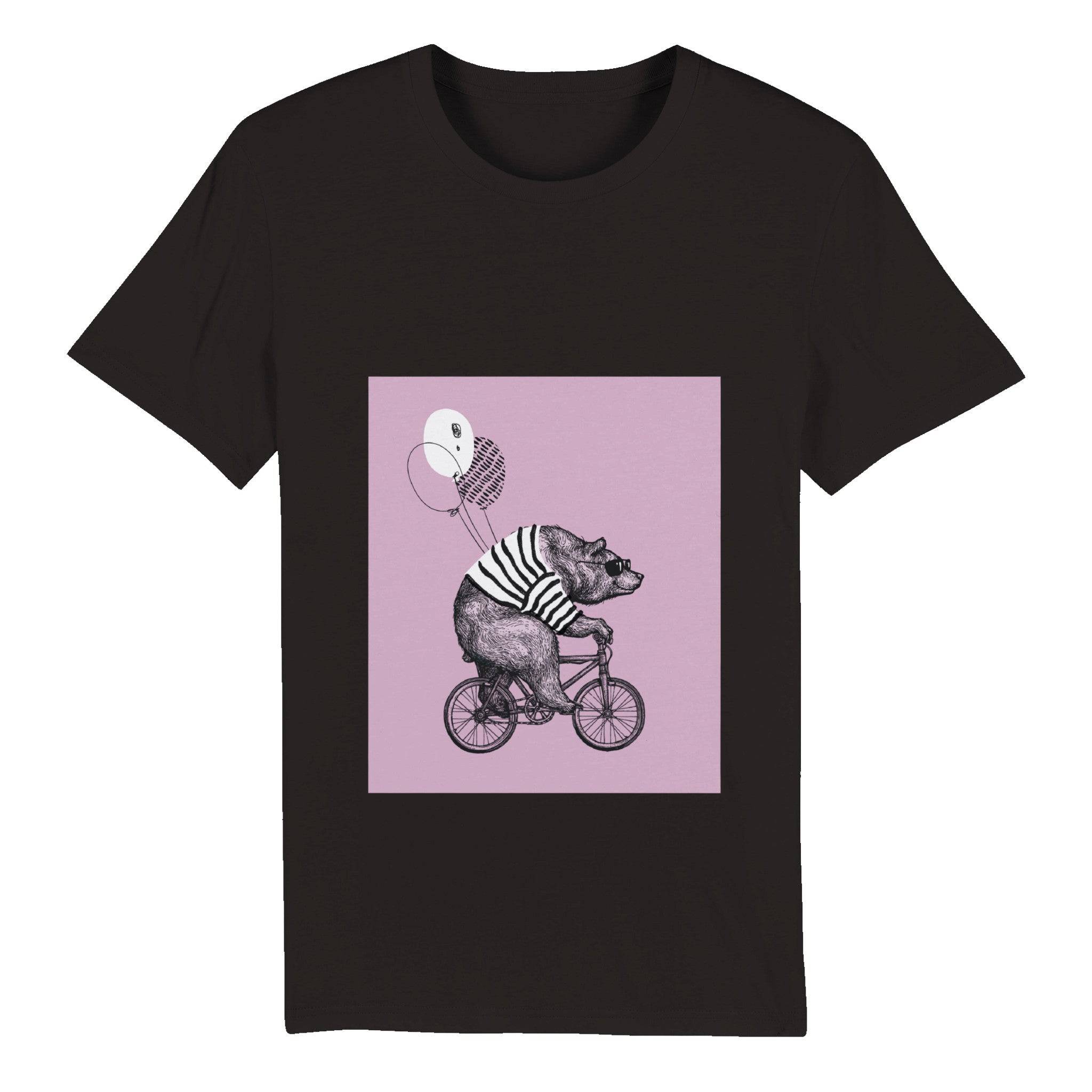 100% Organic Unisex T-shirt/Bear-Baloon-Cycling - Enet Images