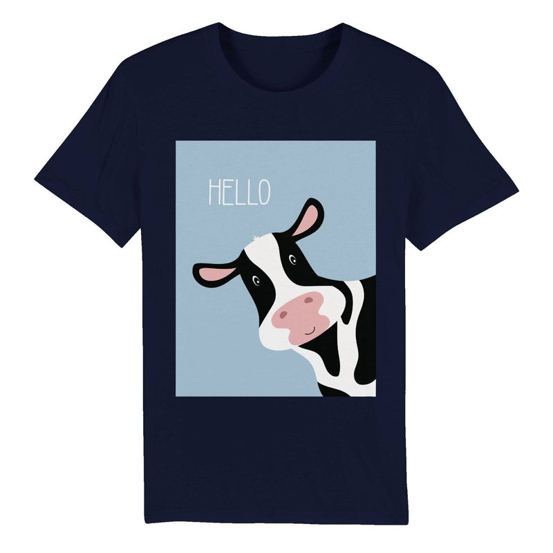 100% Organic Unisex T-shirt/Cow-Hello - Enet Images
