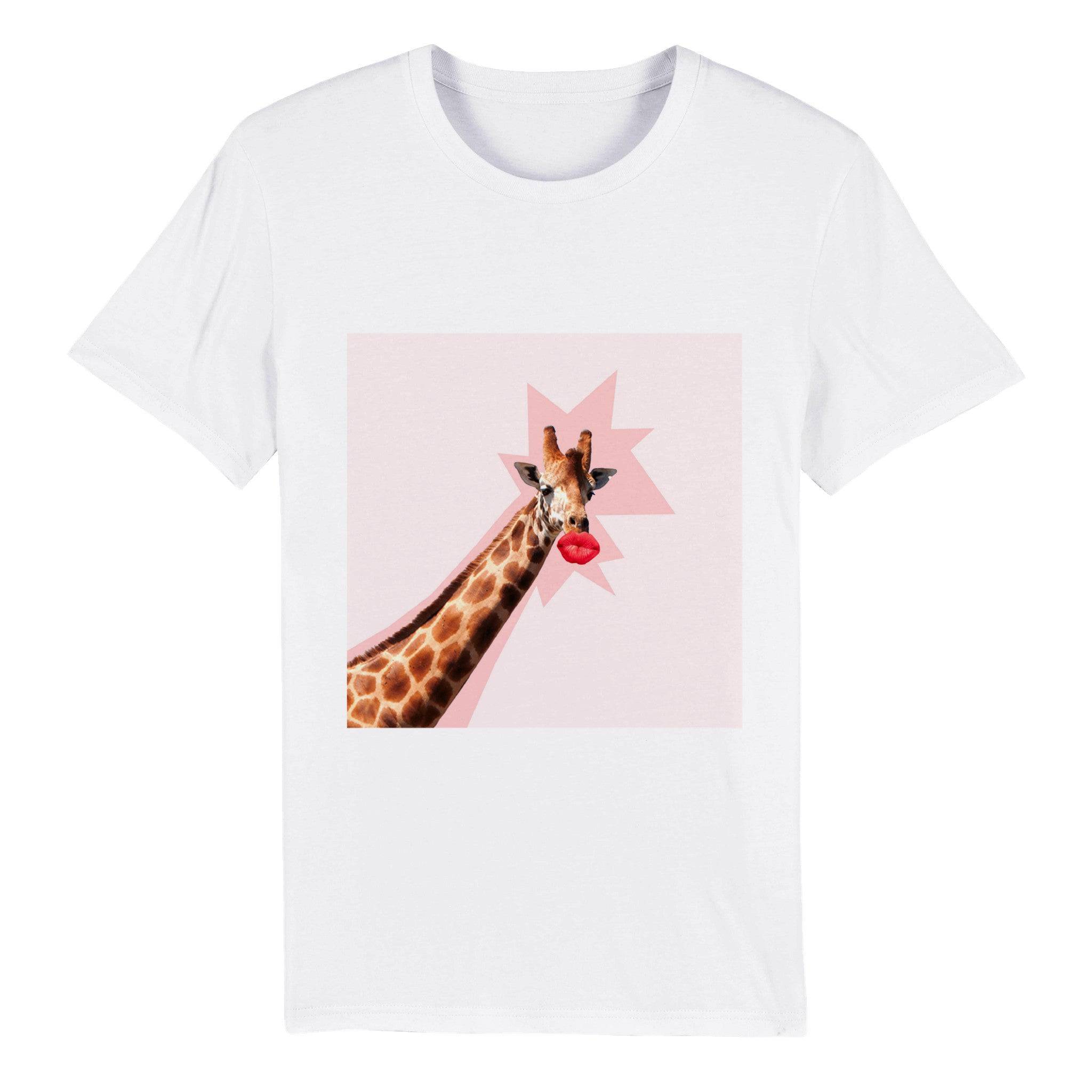 100% Organic Unisex T-shirt/Giraffe-Red-Lips - Enet Images