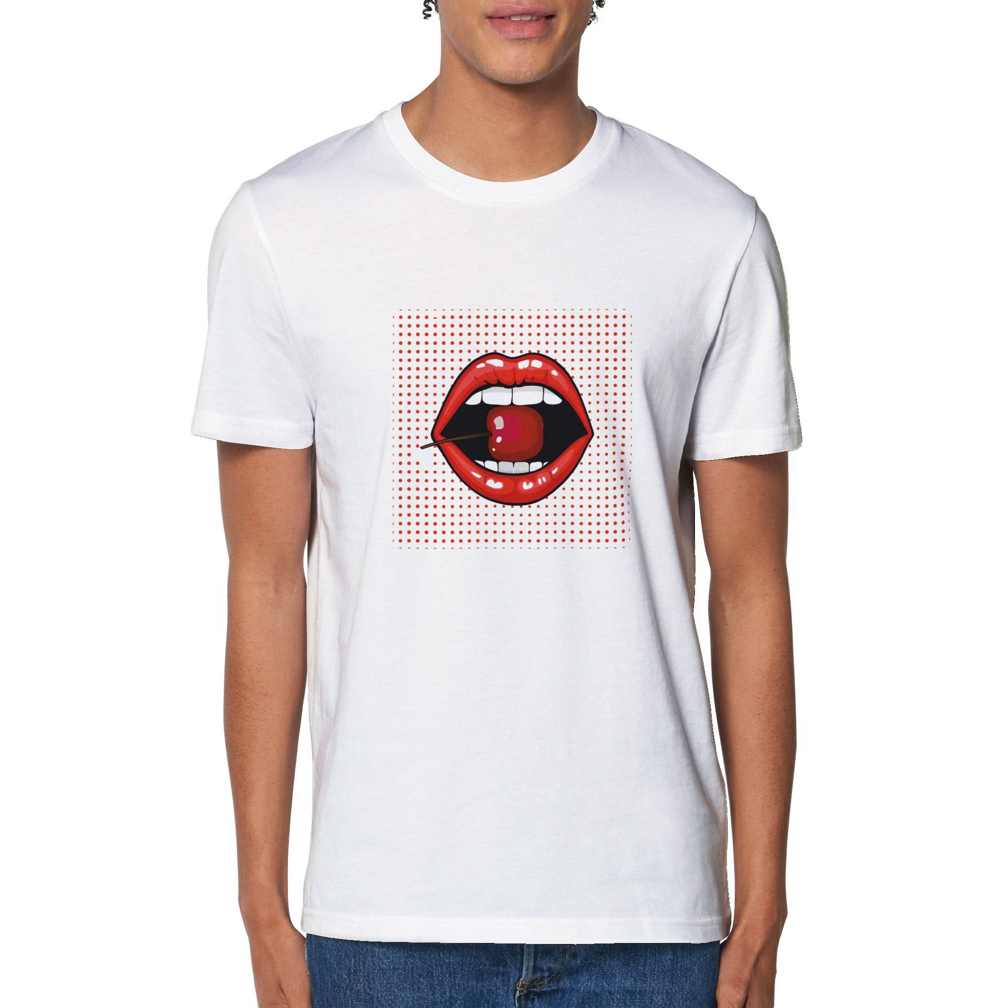 100% Organic Unisex T-shirt/Lips-Cherry - Enet Images