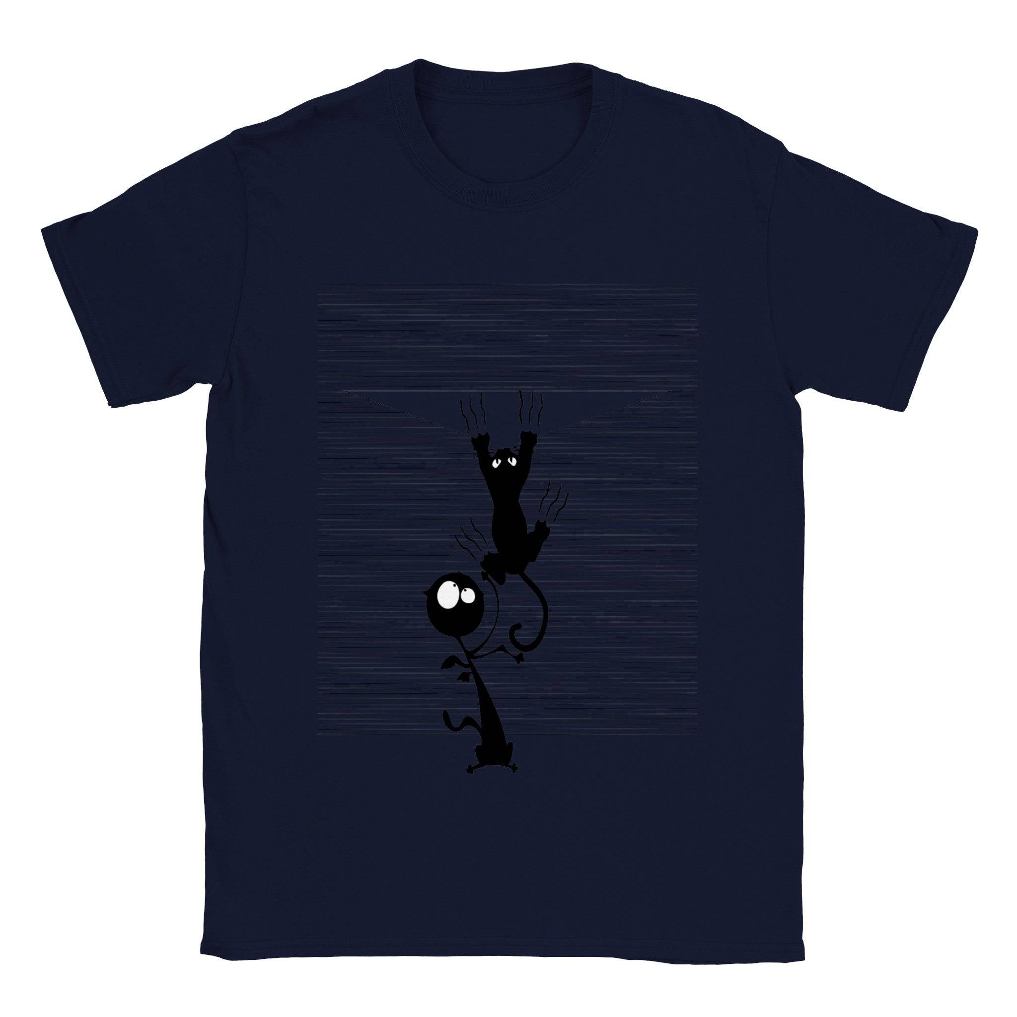Budget Unisex Crewneck T-shirt/Cat-Hanging-Window - Enet Images