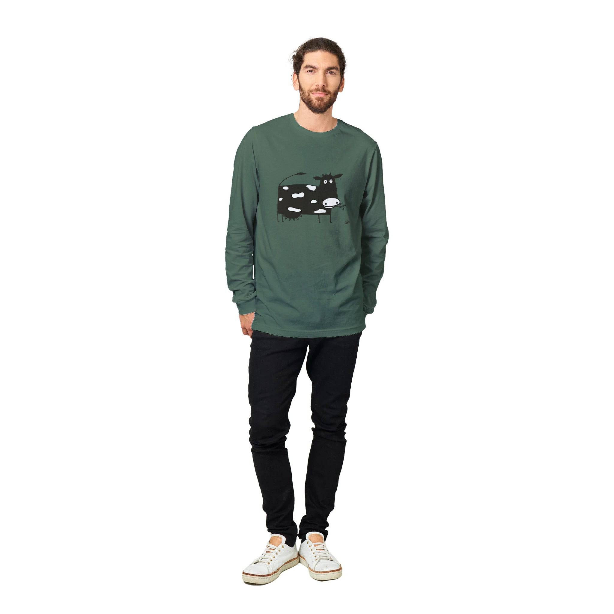 unisex Long sleeve tee/Cow-Eating-Grass - Enet Images