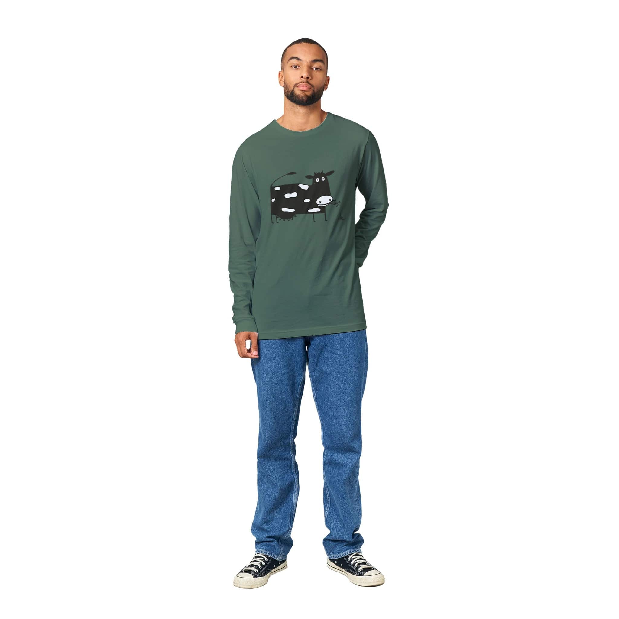 unisex Long sleeve tee/Cow-Eating-Grass - Enet Images